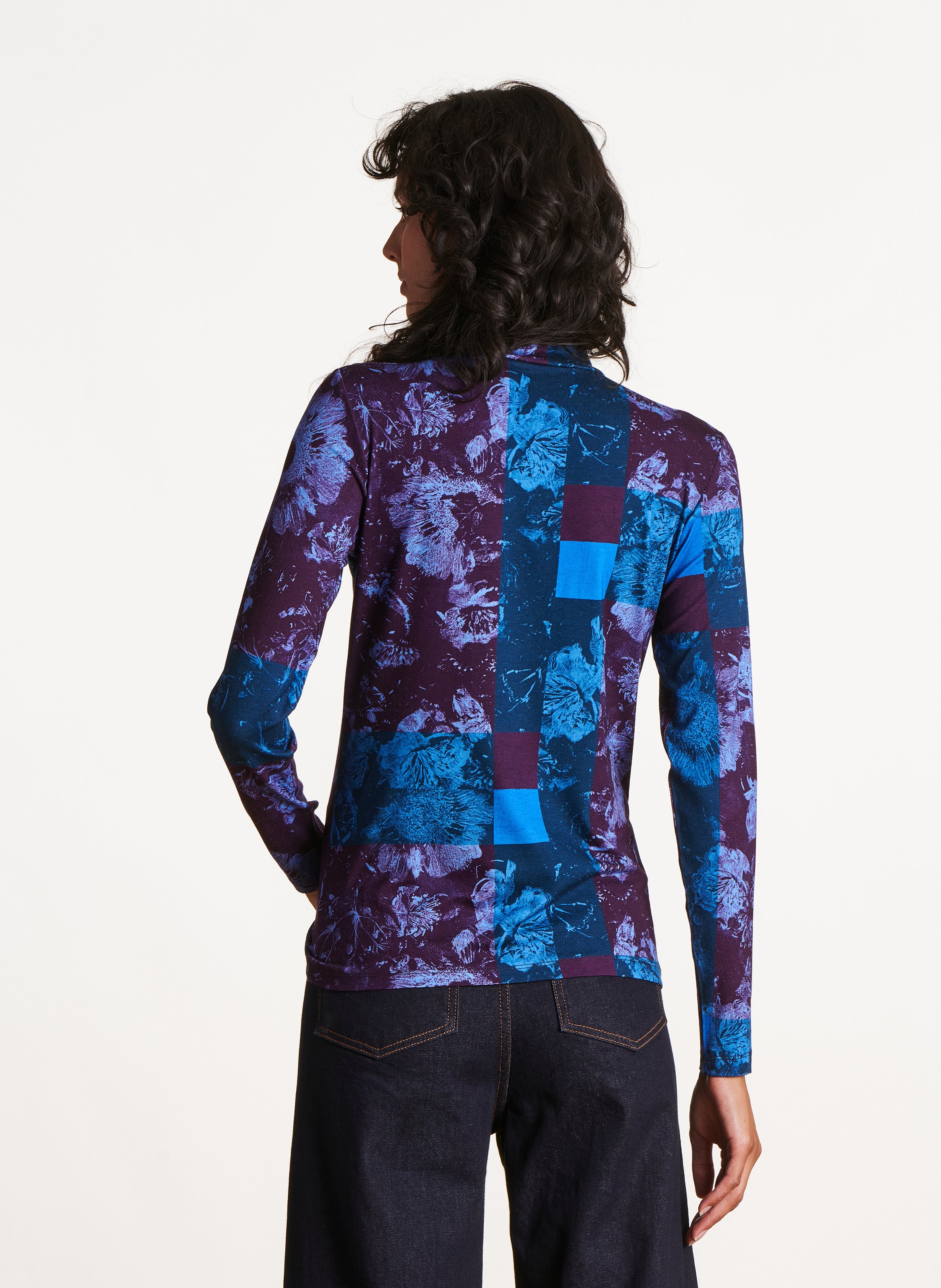 T-shirt met opstaande kraag en bloemenprint LA FEE MARABOUTEE Violet