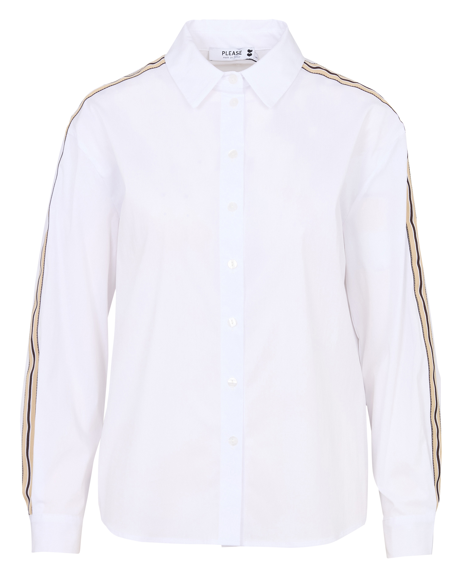 Chemise droite col classique en coton mélangé PLEASE Blanc