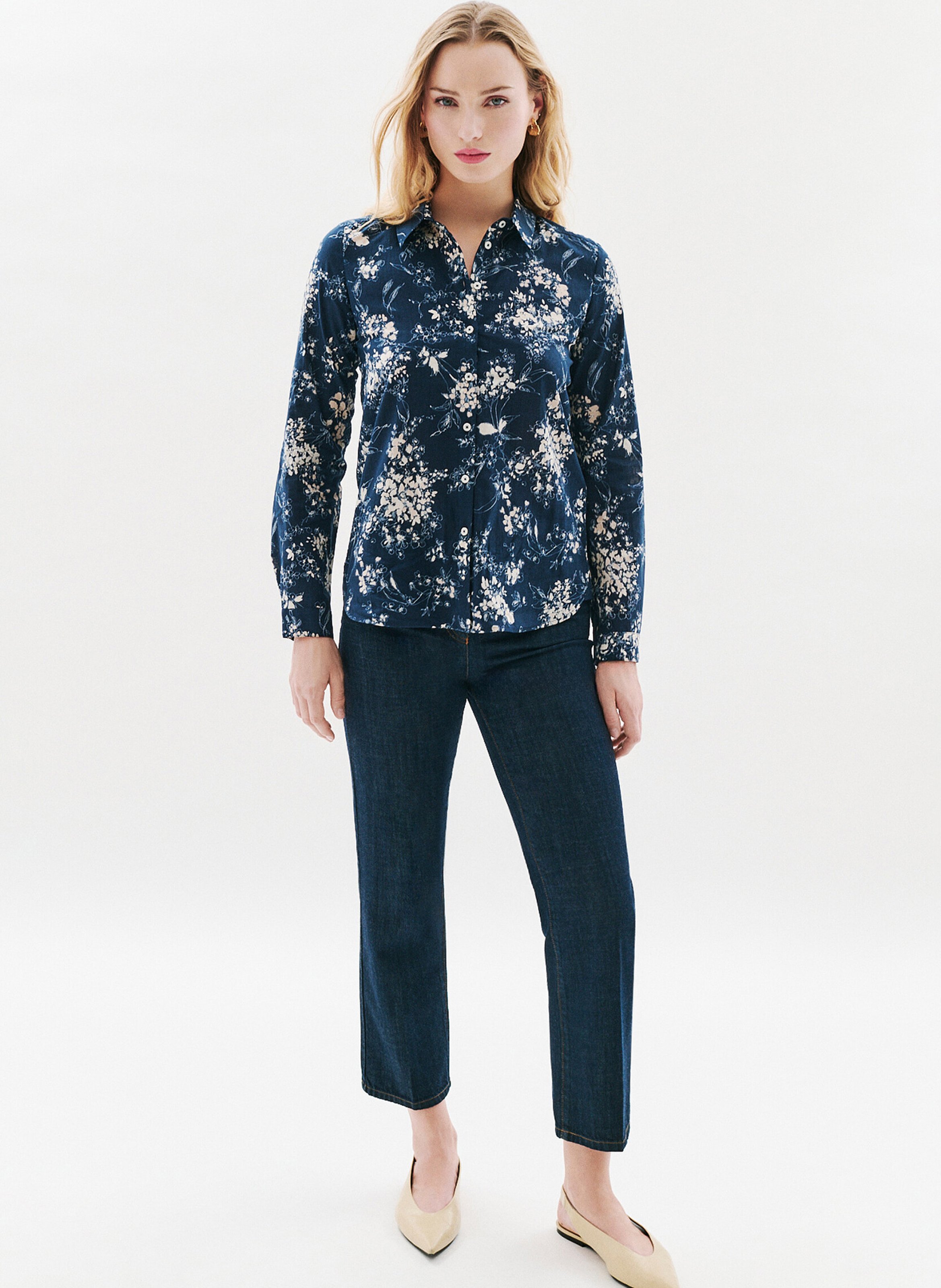 Chemise col classique en coton CAROLL Bleu