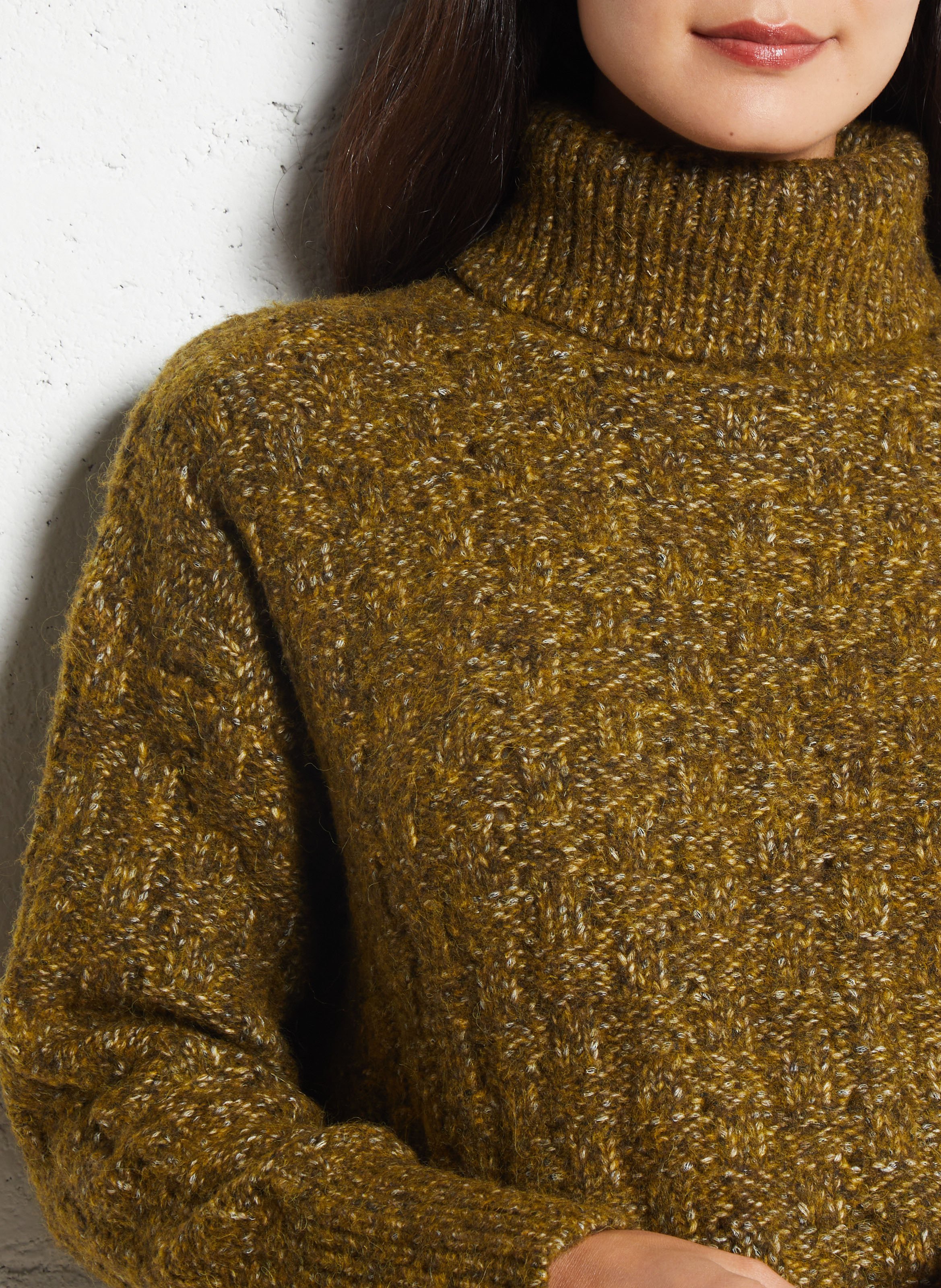 Pull col roulé en laine MAISON 123 Kaki