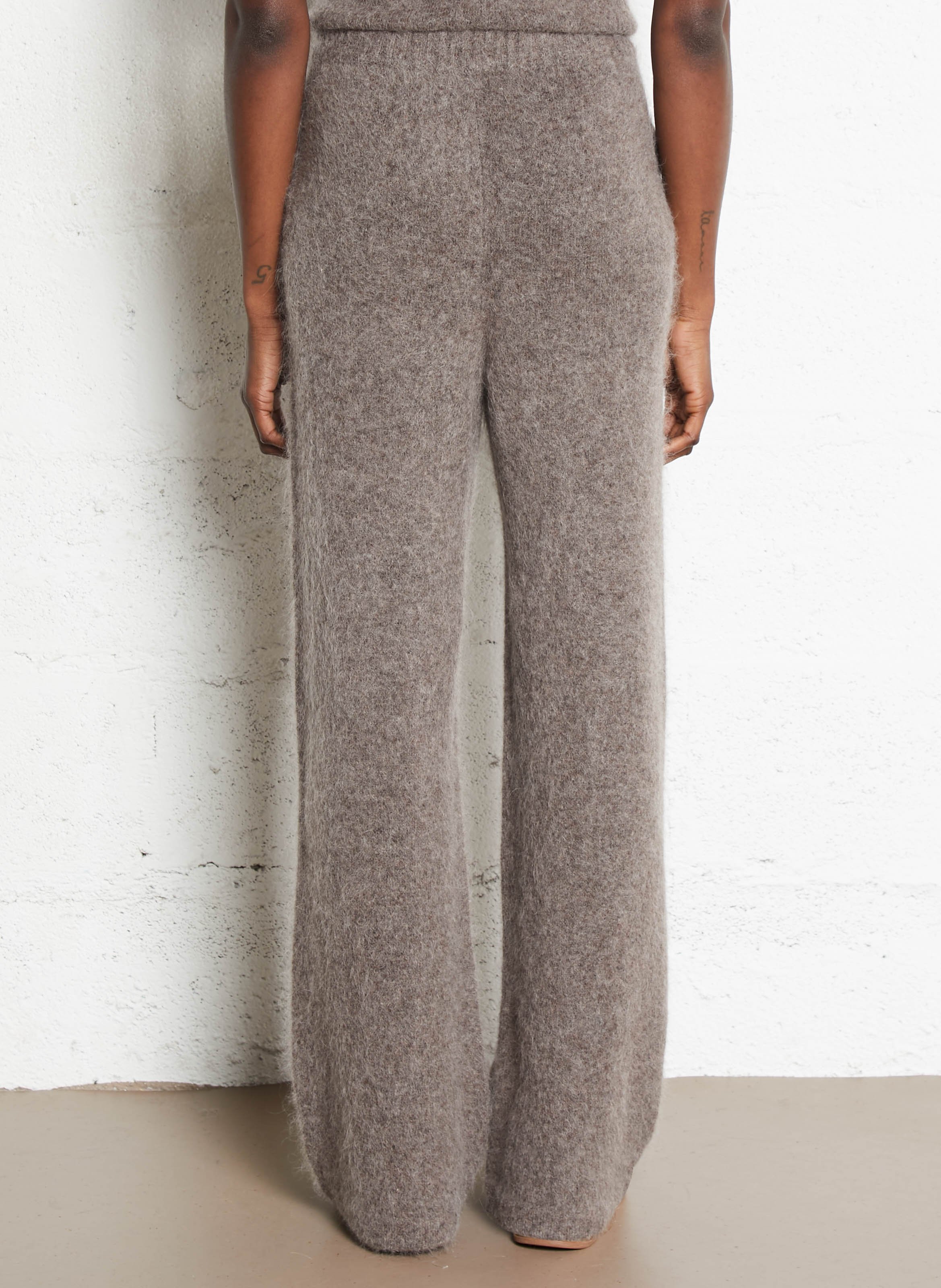 Pantalon large en laine mélangée MAJESTIC FILATURES Beige