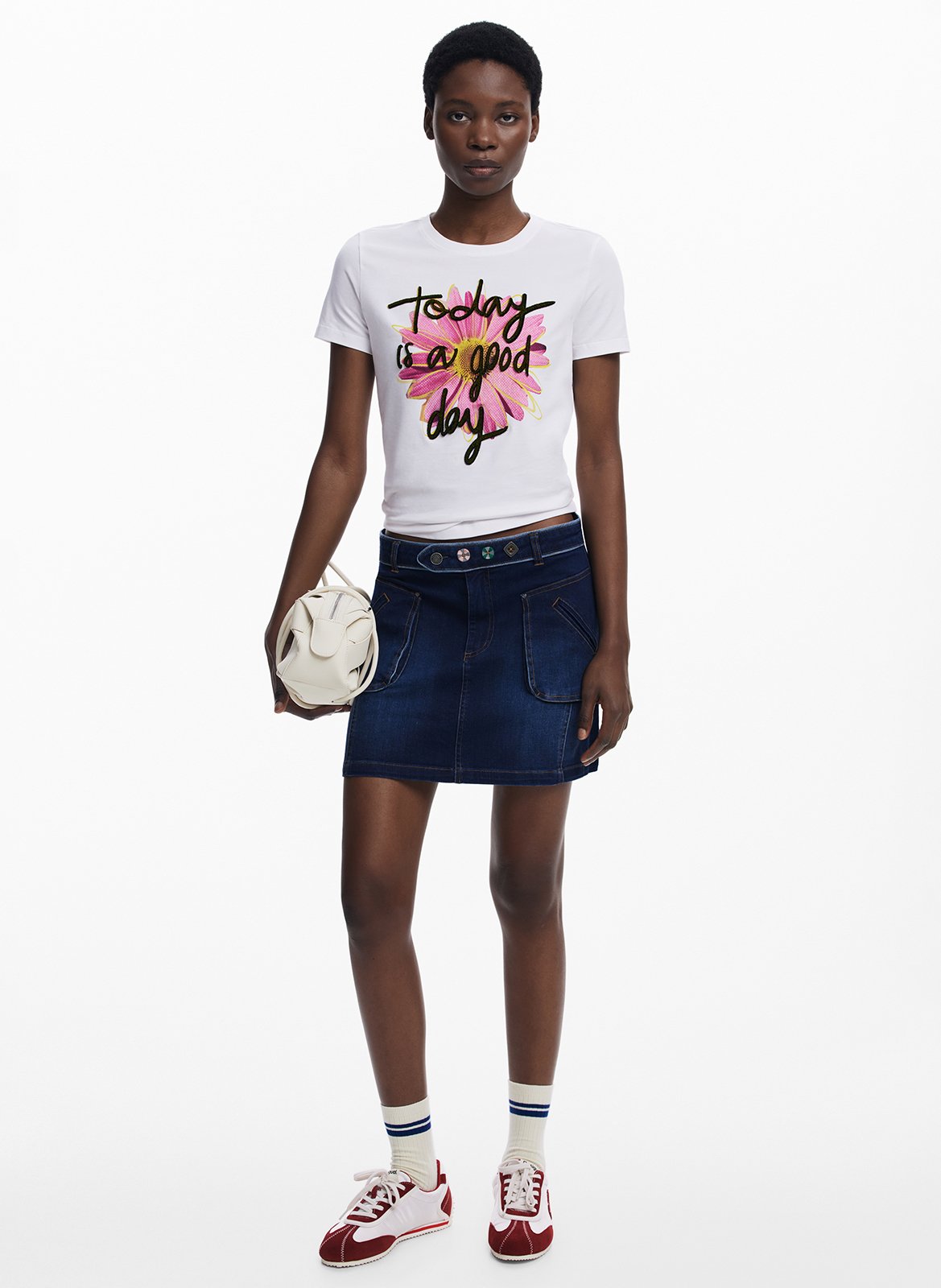 Tee-shirt droit manches courtes imprimé DESIGUAL Blanc