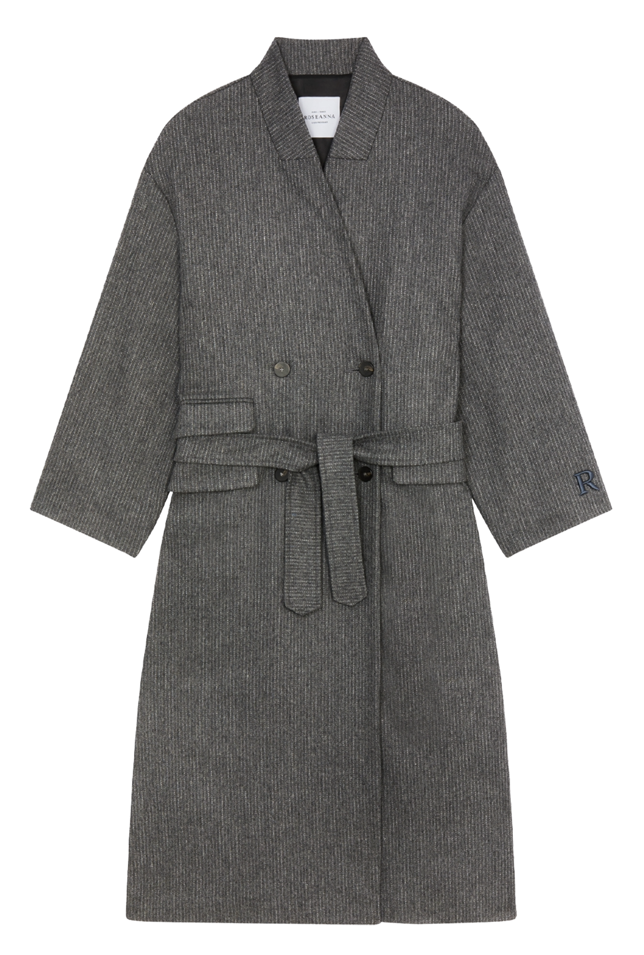 Manteau oversize en laine mélangée rayé ROSEANNA Gris