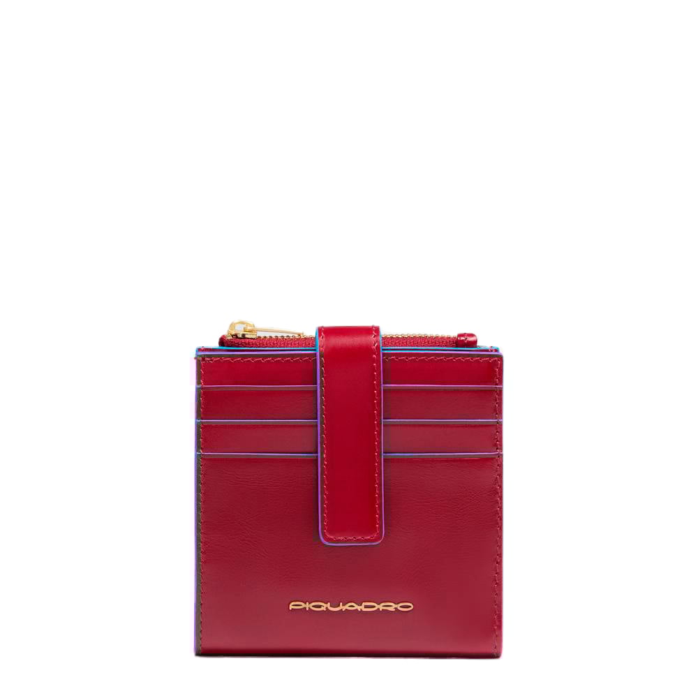 Women's leather credit card holder with coin pocket and RFID protection PIQUADRO