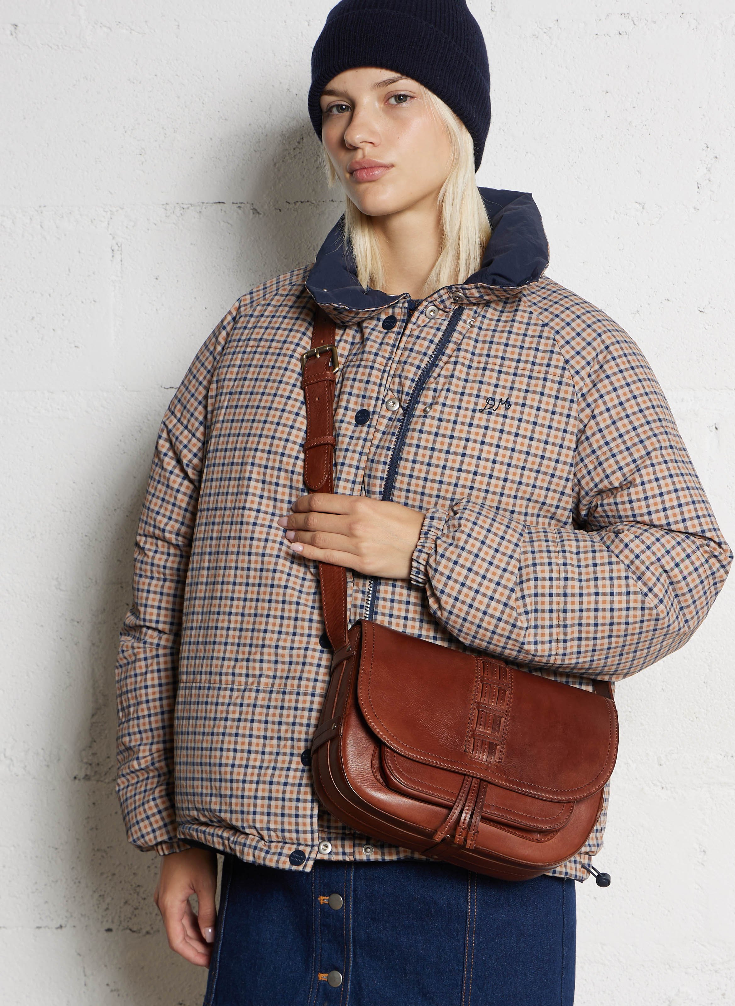 Sac bandoulière en cuir MAISON 123 Beige