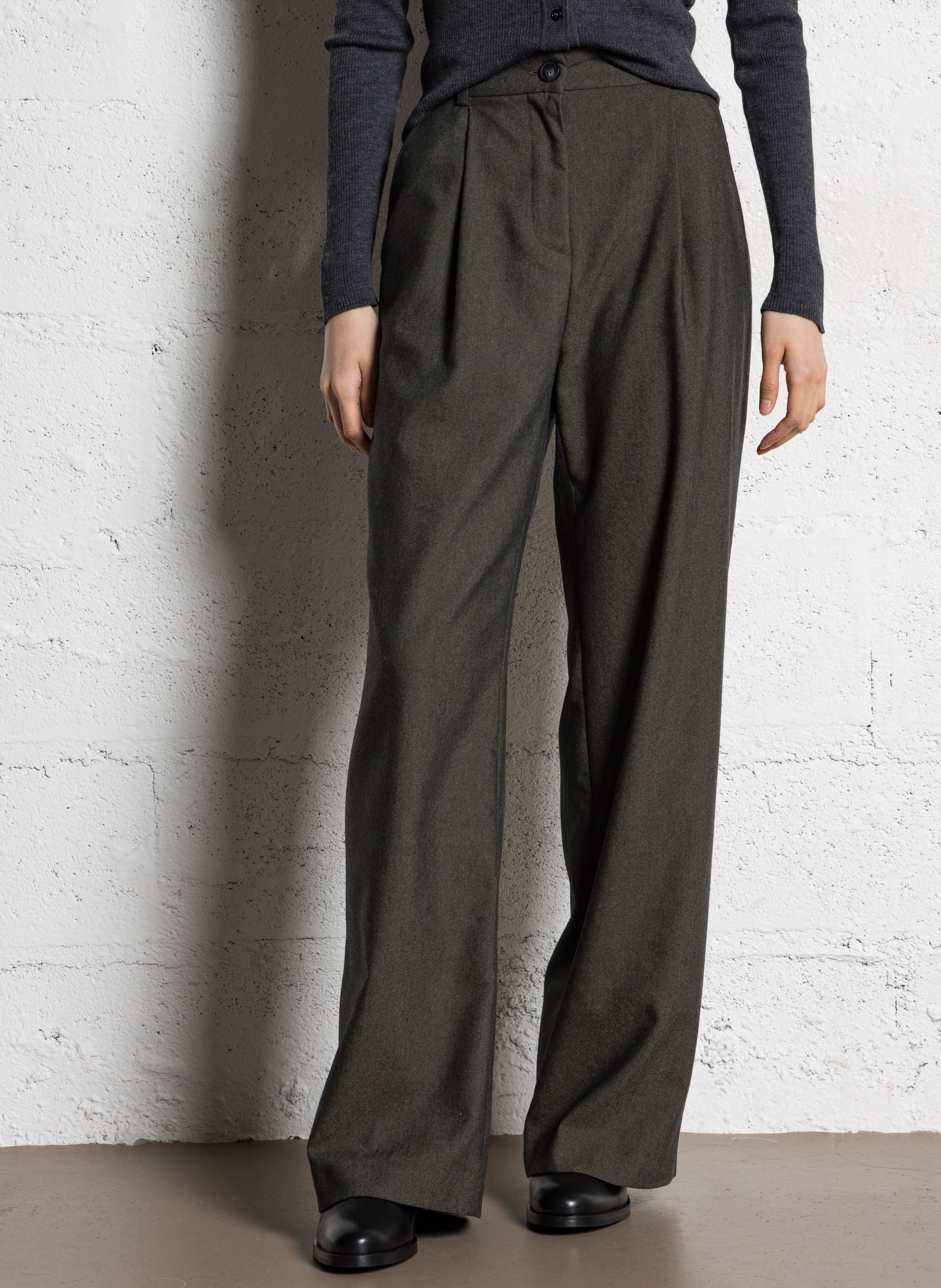 Declic wool-blend loose-fit trousers DES PETITS HAUTS Green