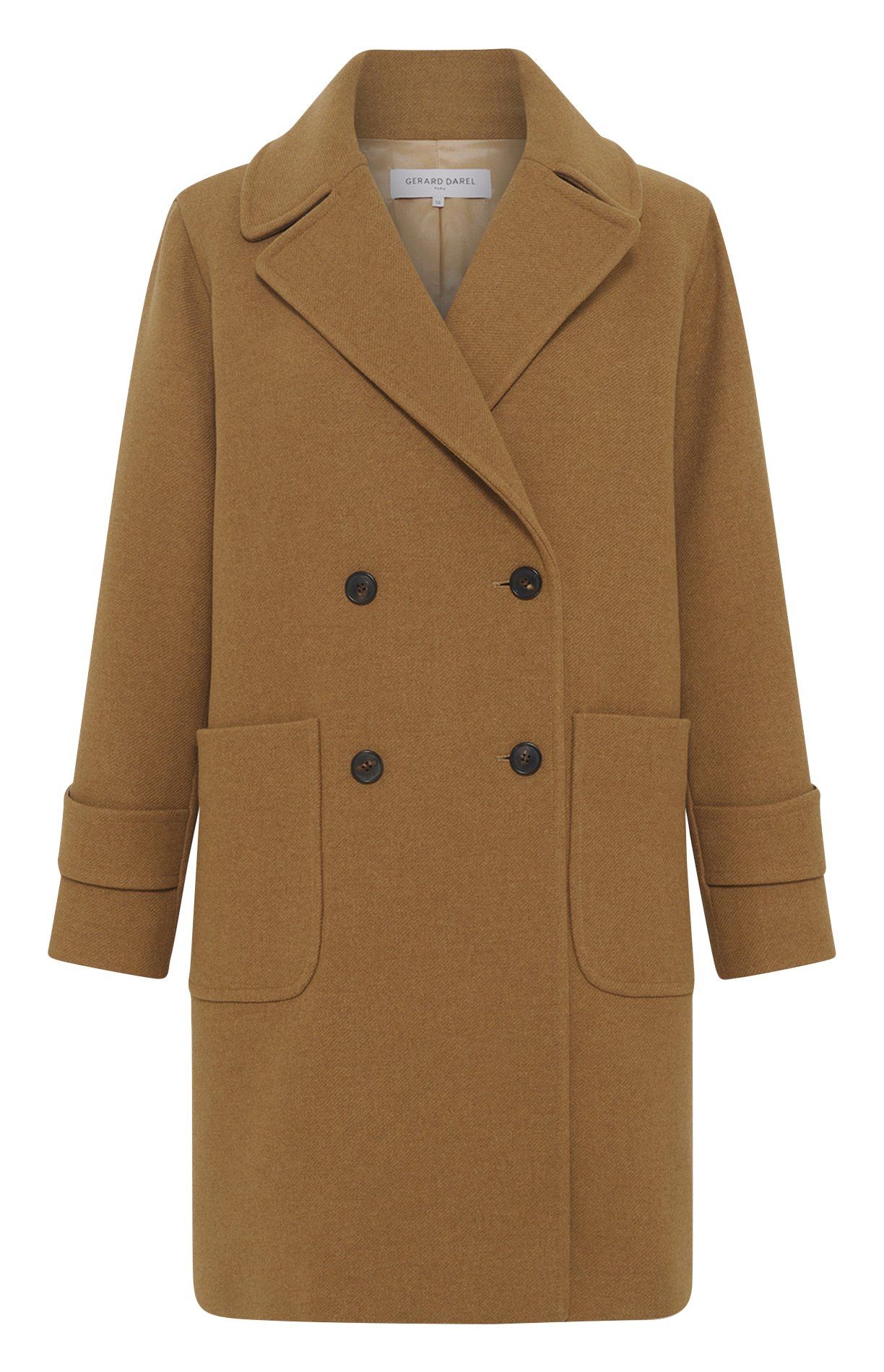 Long manteau col tailleur en laine mélangée GERARD DAREL Marron