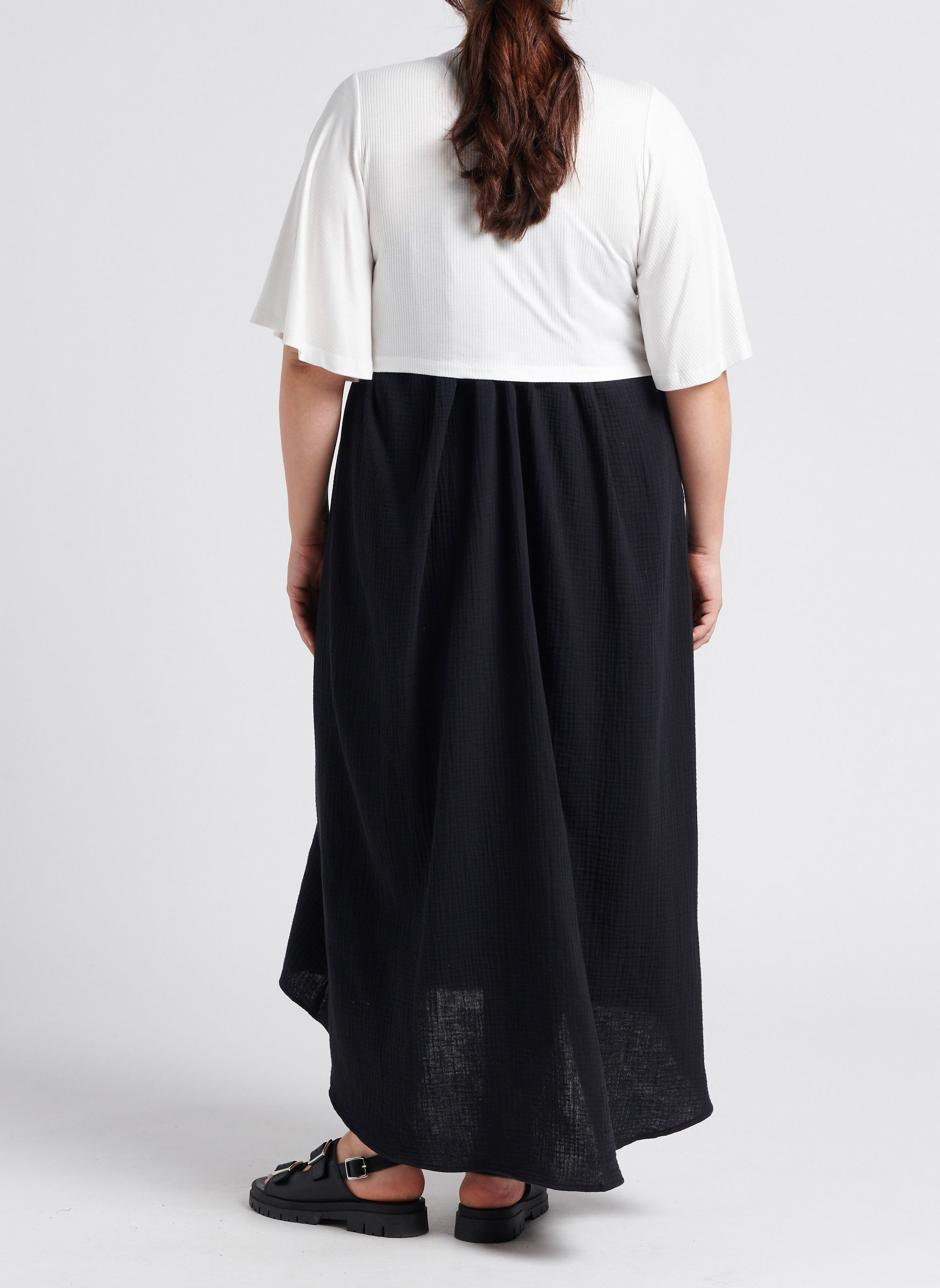 Robe longue col rond en coton  VERO MODA CURVE Noir