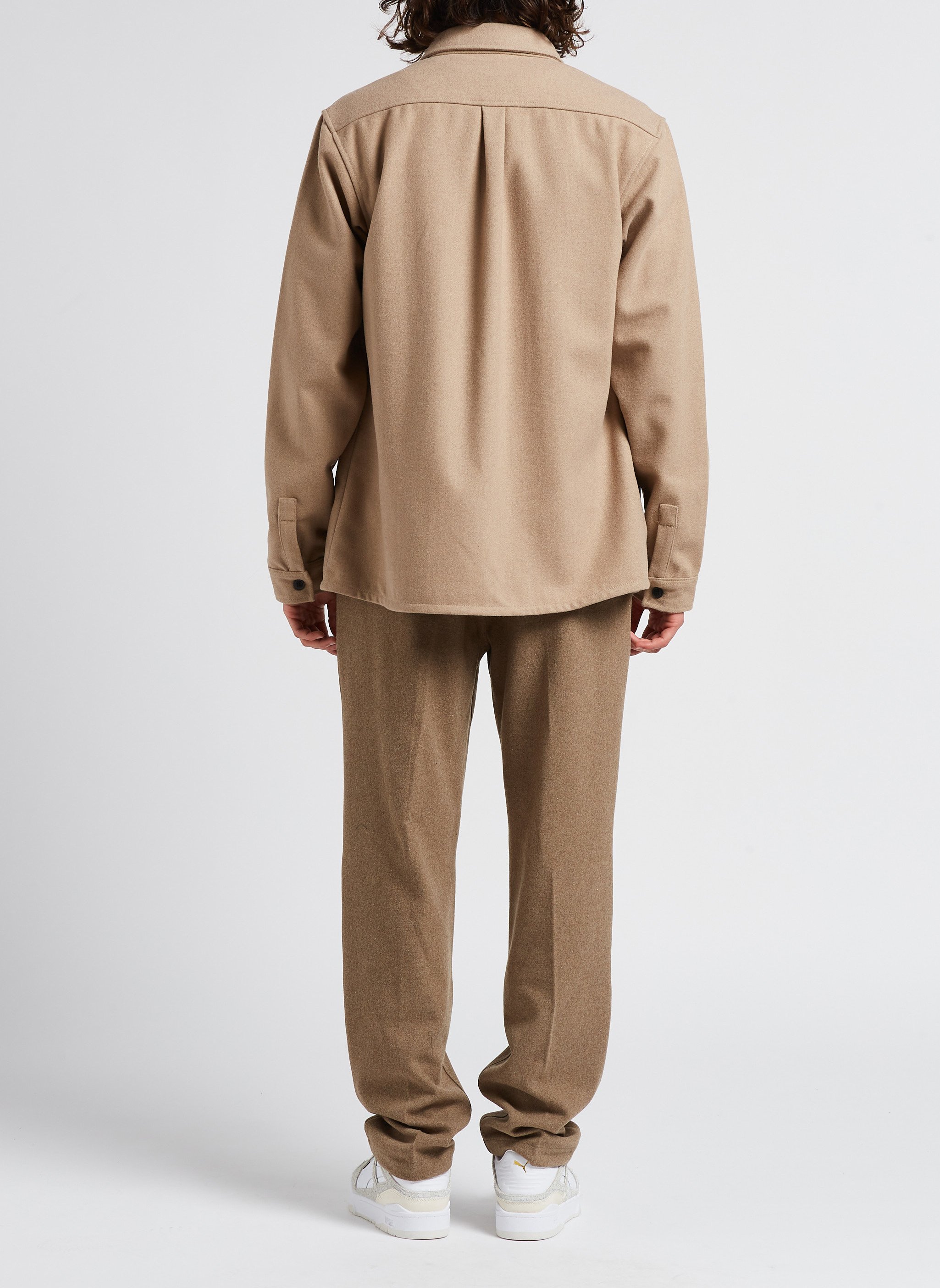 Wool-blend overshirt with classic collar LES DEUX Beige