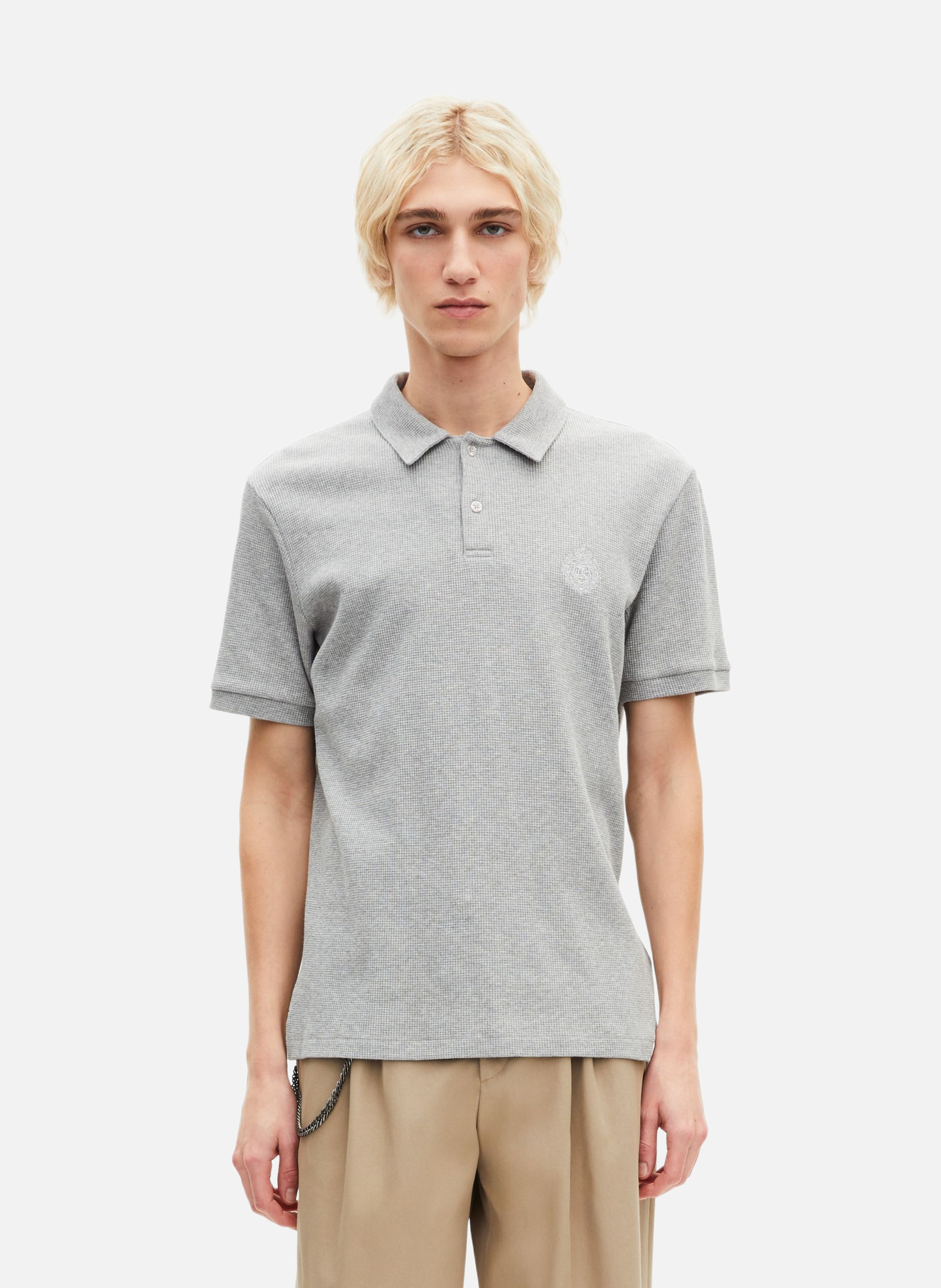 Honeycomb Polo Shirt with Crest THE KOOPLES Grey