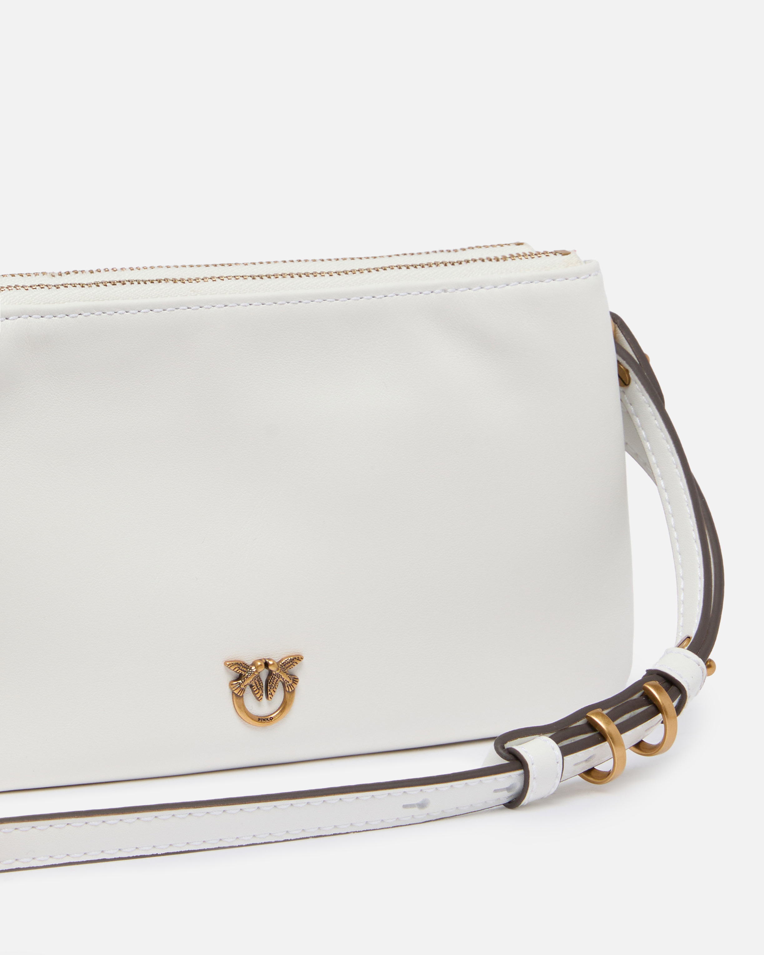 Petit sac à bandoulière mini double bag en cuir PINKO Blanc