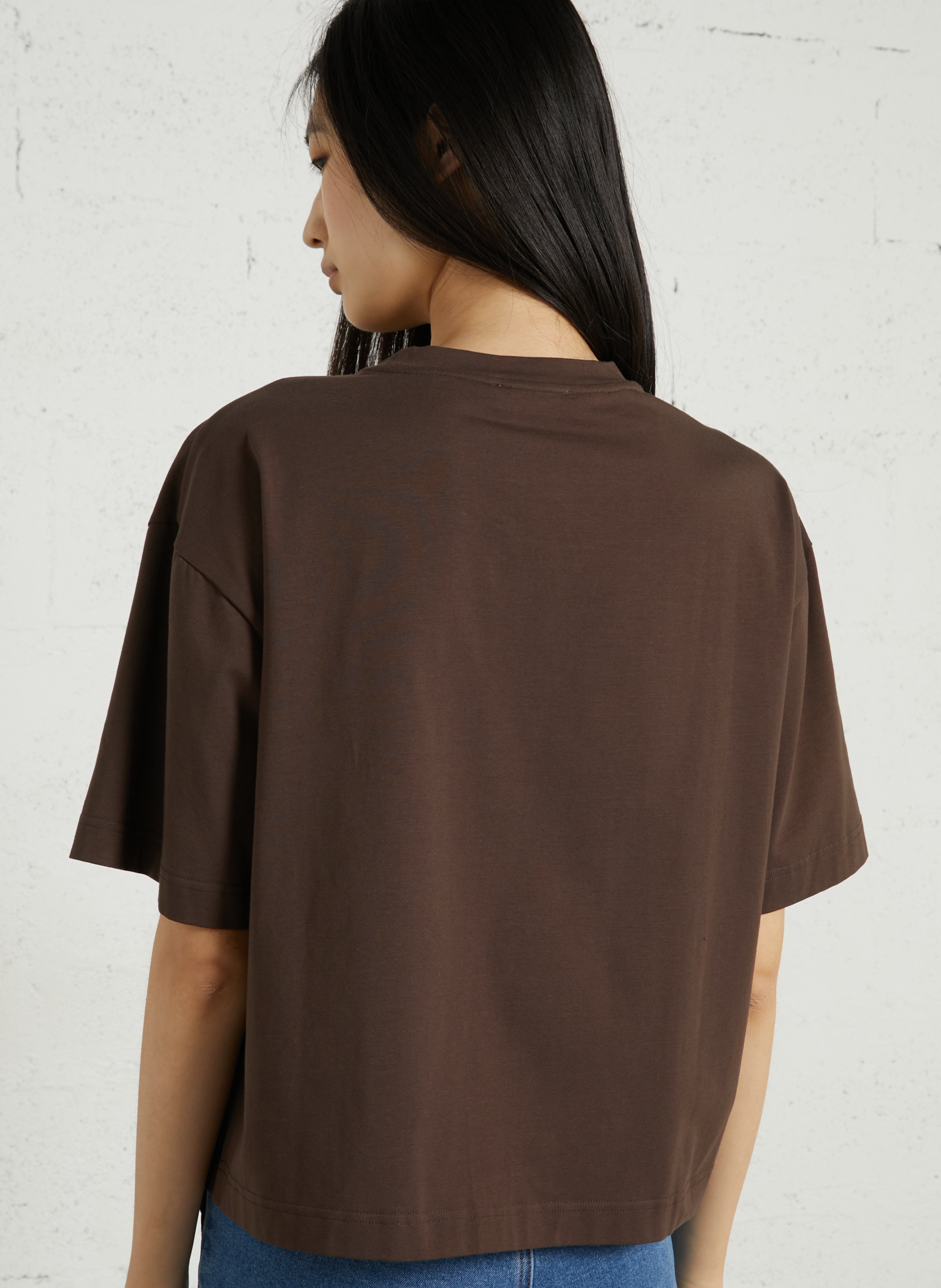 Tee-shirt boxy oversize col rond en coton mélangé LA PETITE ETOILE Marron
