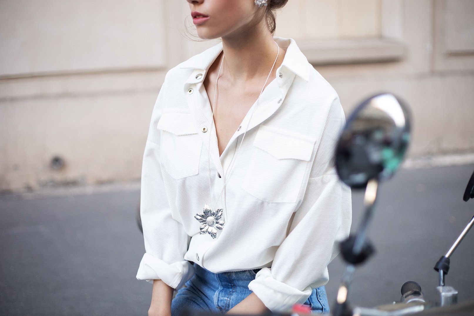 Silver plated flower pendant MONSIEUR SIMONE Silver