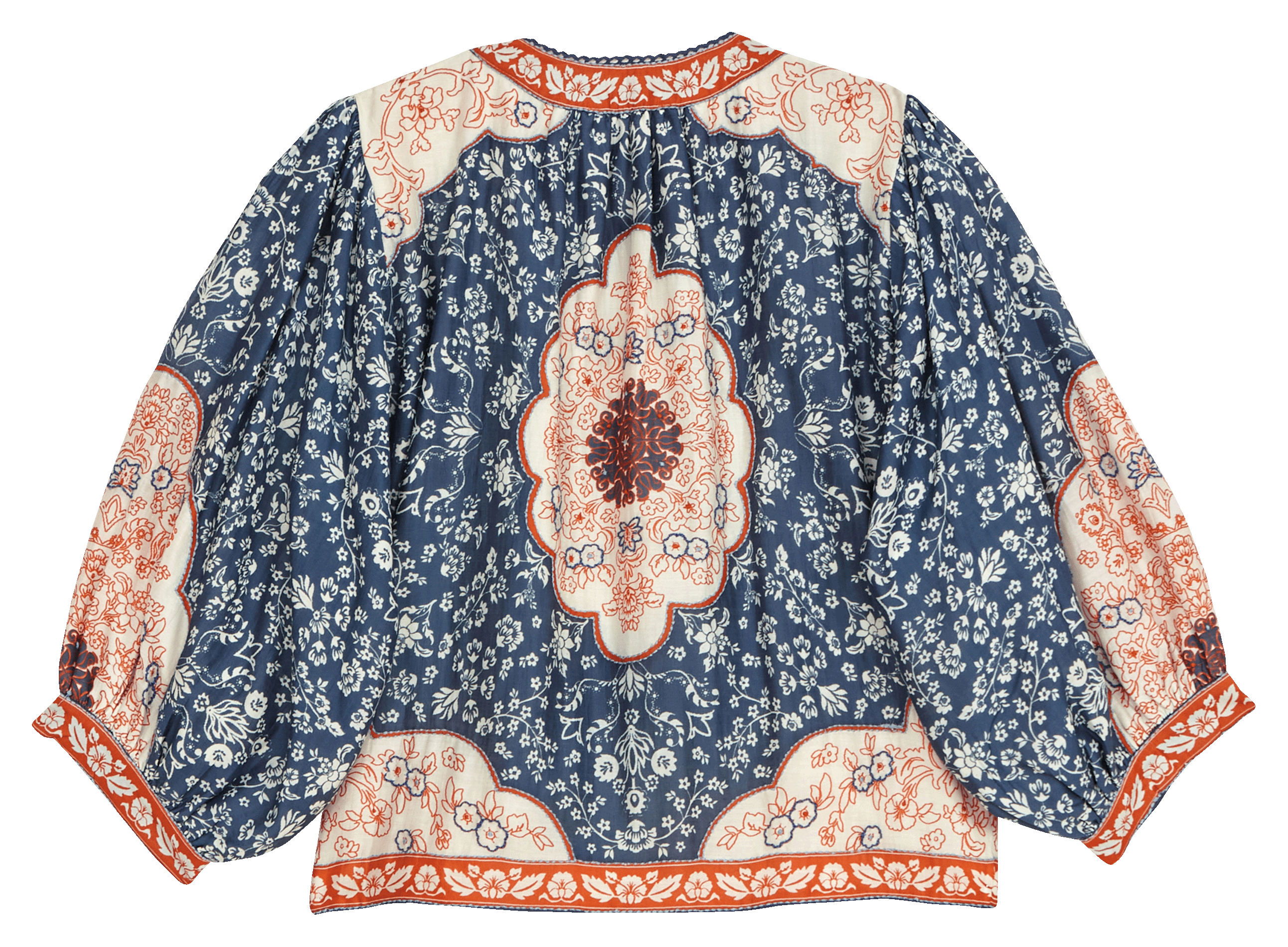 Recht katoenen jasje met ronde hals en print M.A.B.E Blauw