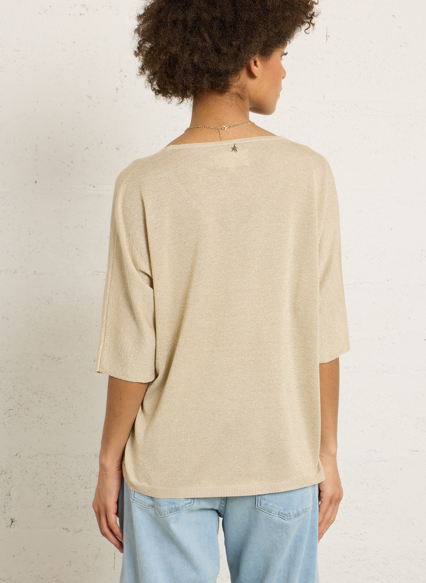 Pull col V oversize pailleté SUD EXPRESS Doré