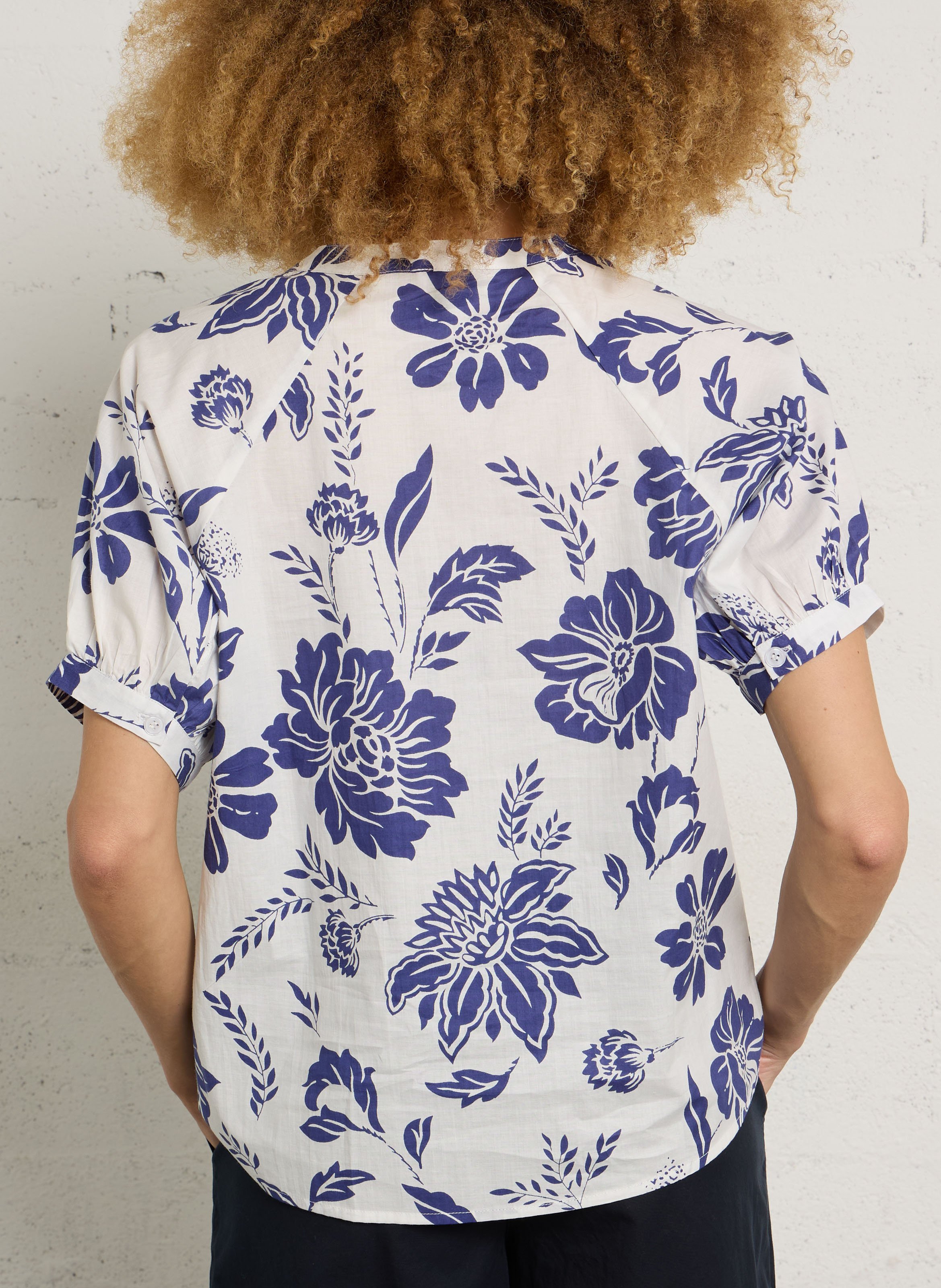 Henley-Bluse aus Baumwolle mit Print ARMOR LUX Blau