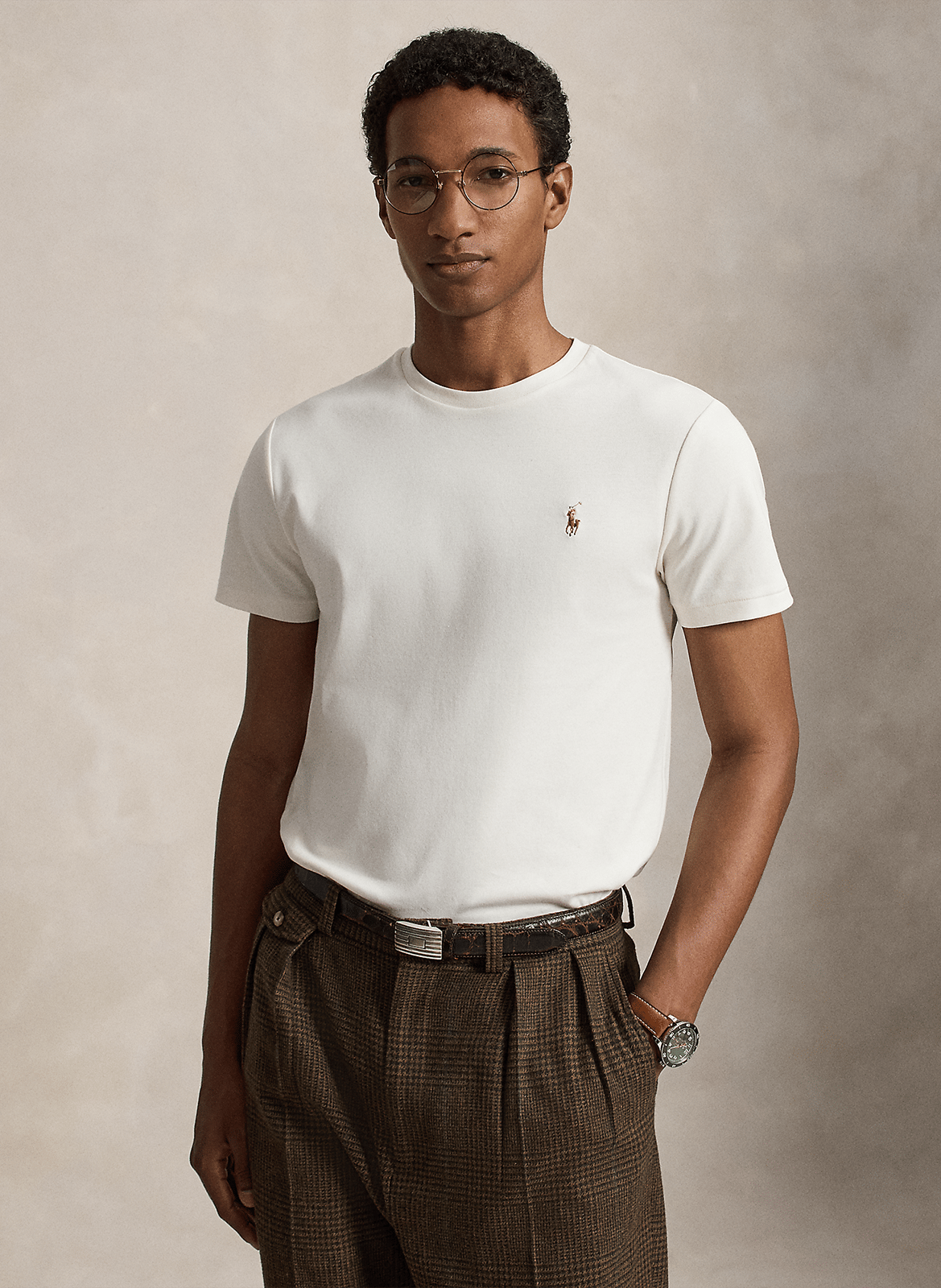 Rundhals-T-Shirt aus Pima-Baumwolle mit Pony Player, Slim Fit POLO RALPH LAUREN