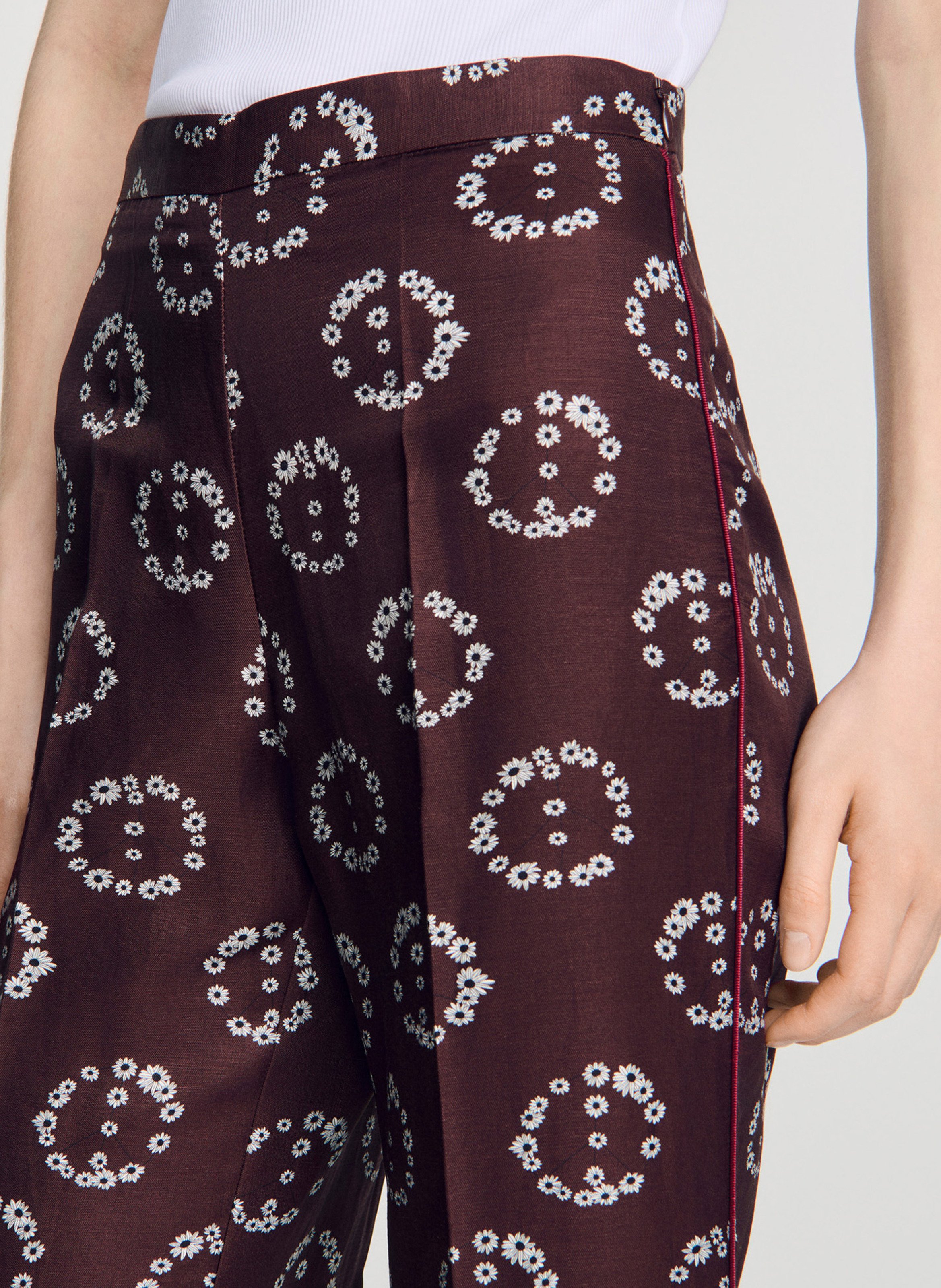 Pantalon évasé imprimé SANDRO Marron