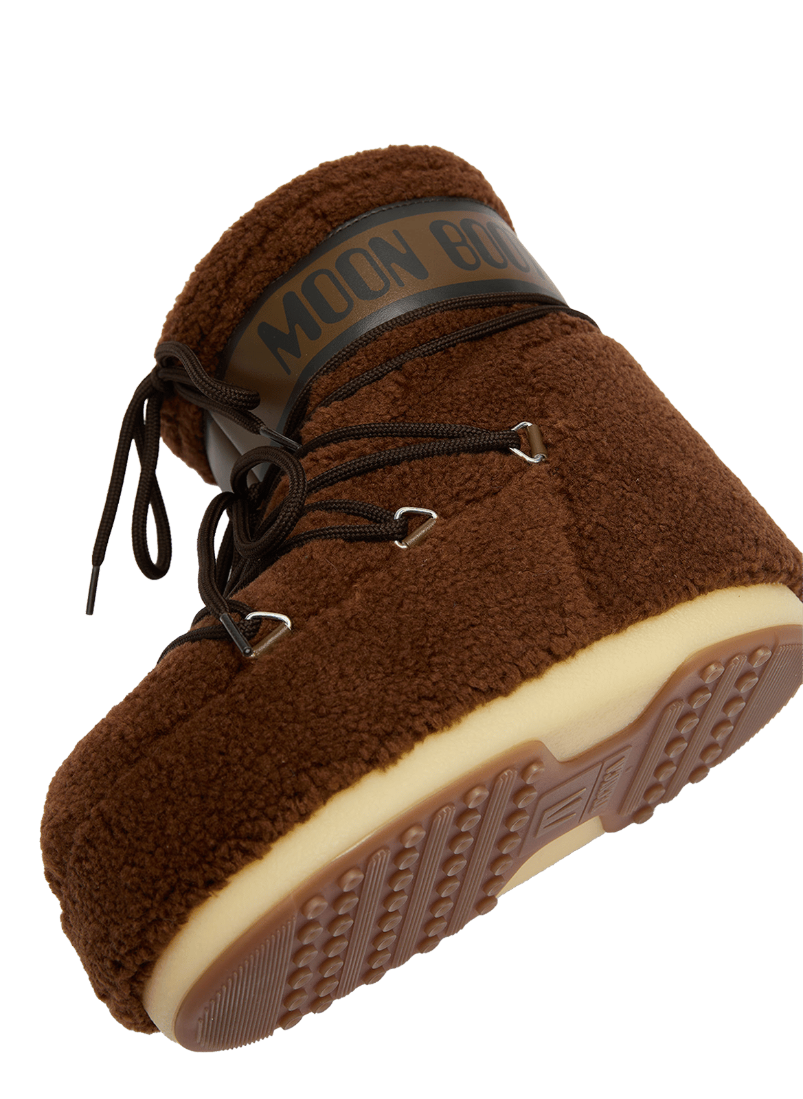 Boots à lacets en fourrure bouclée MOON BOOT Marron