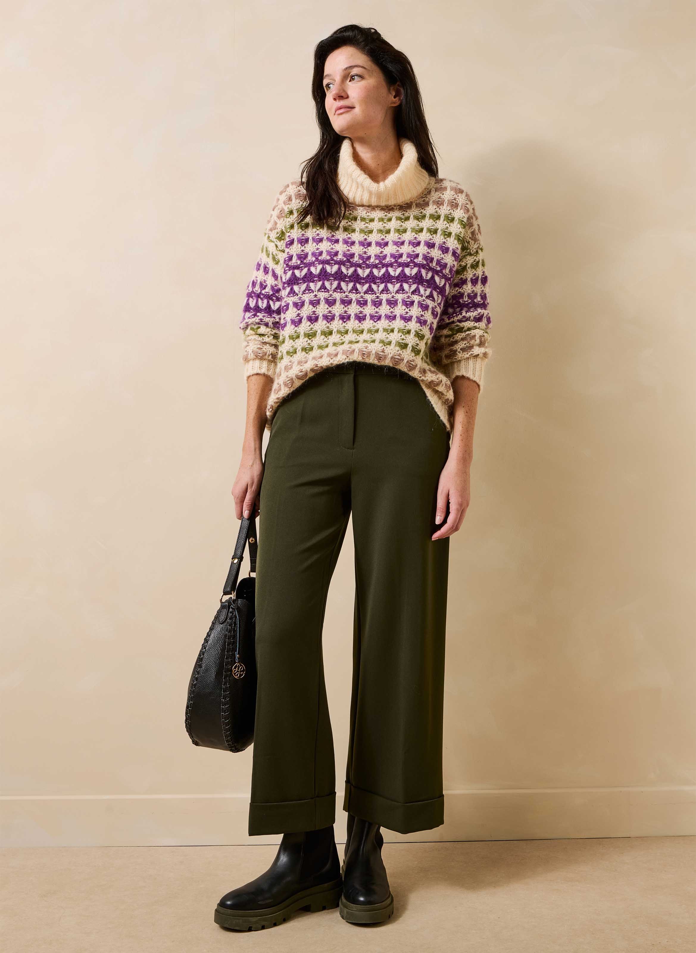 High-waisted wide-leg pants LA FEE MARABOUTEE Green