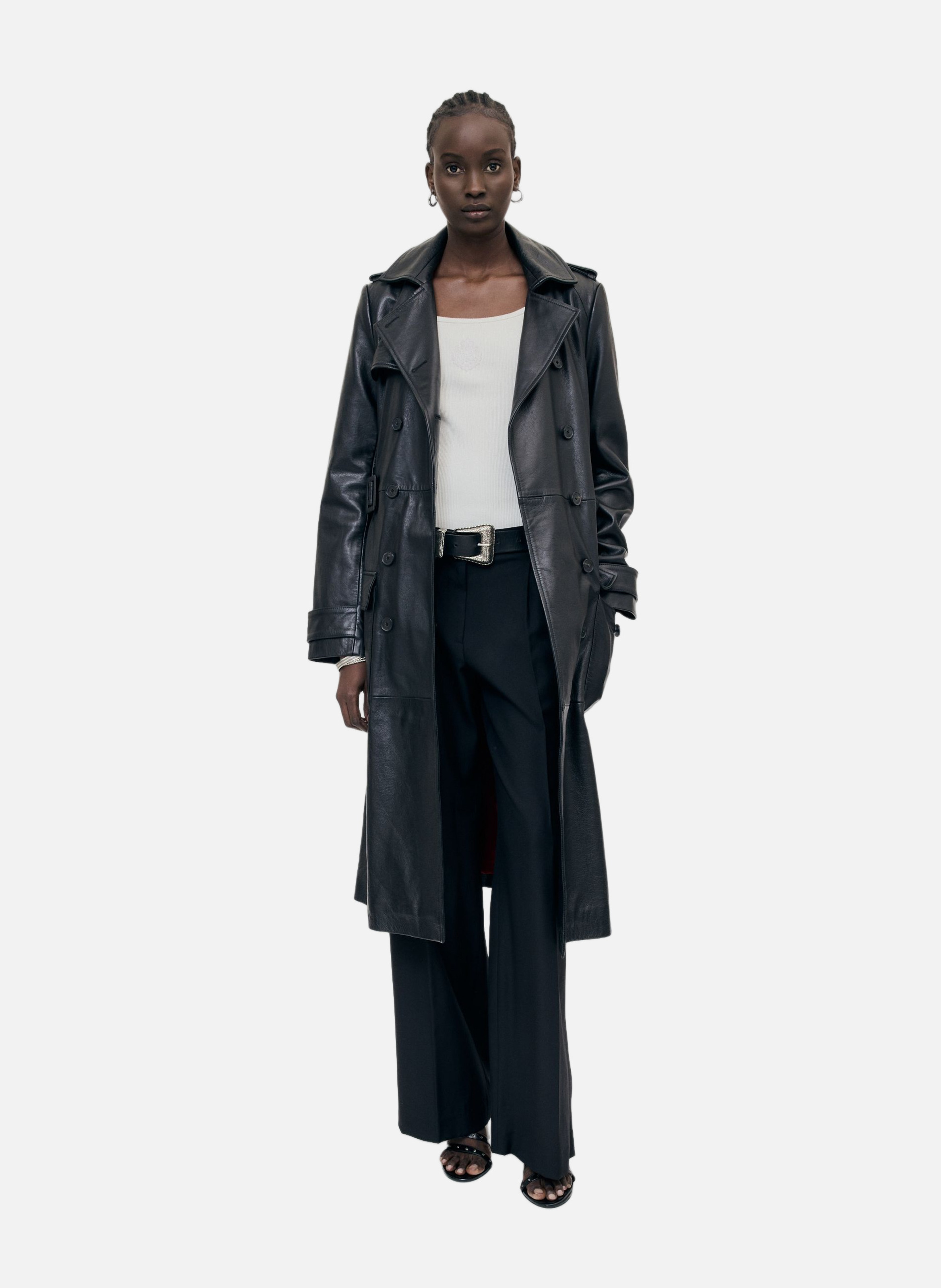 Long leather trench coat THE KOOPLES Black