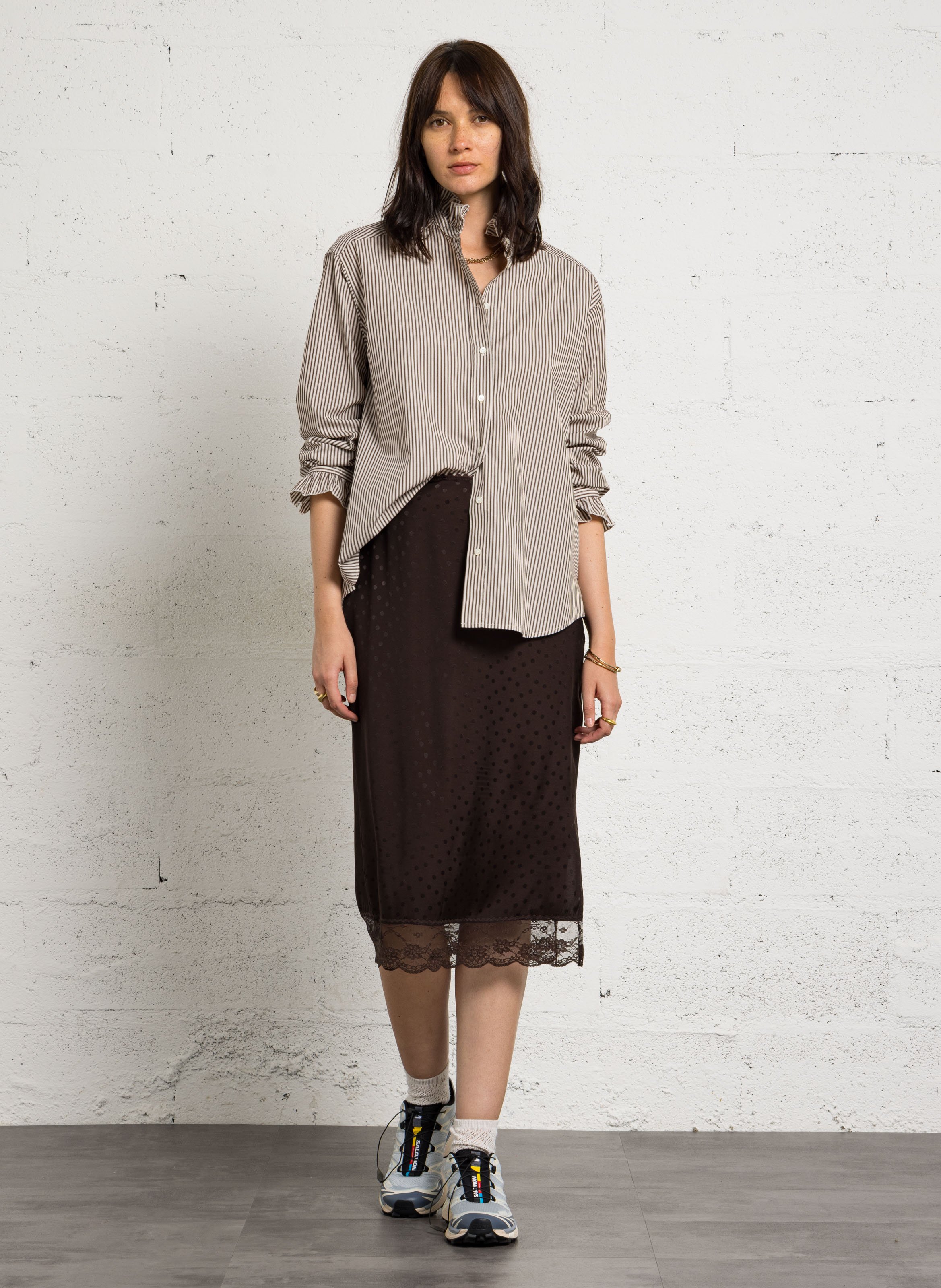 Chemise oversize en coton rayé HARTFORD Marron