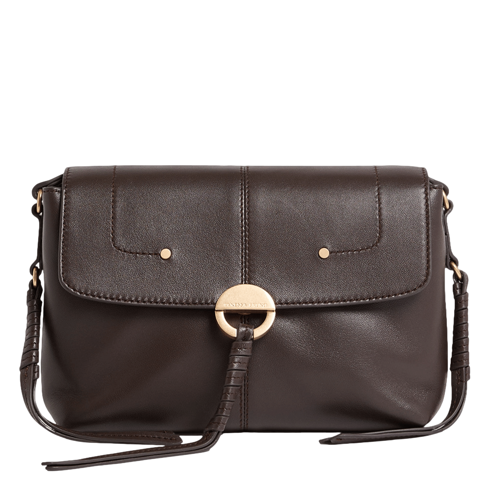 Leather shoulder bag VANESSA BRUNO Brown