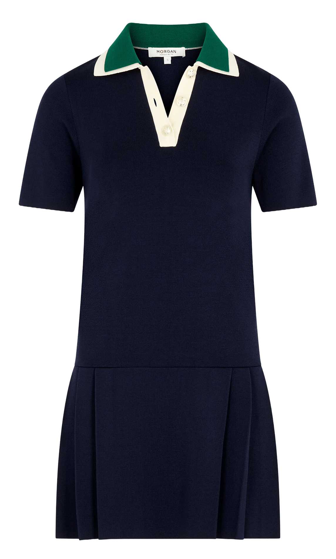 Robe courte évasée col polo MORGAN Bleu