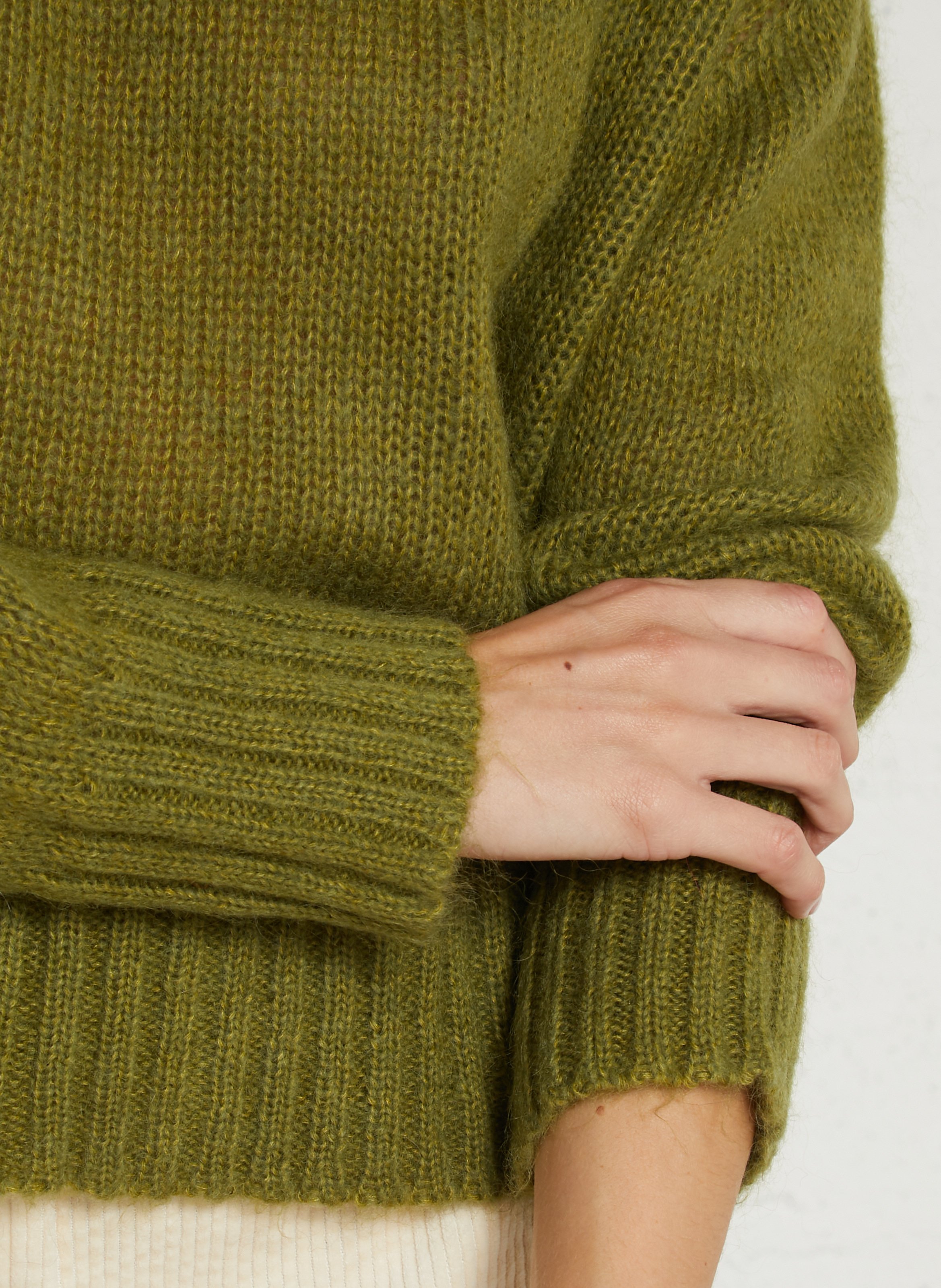 Pull col rond en laine mélangée BELLA JONES Vert