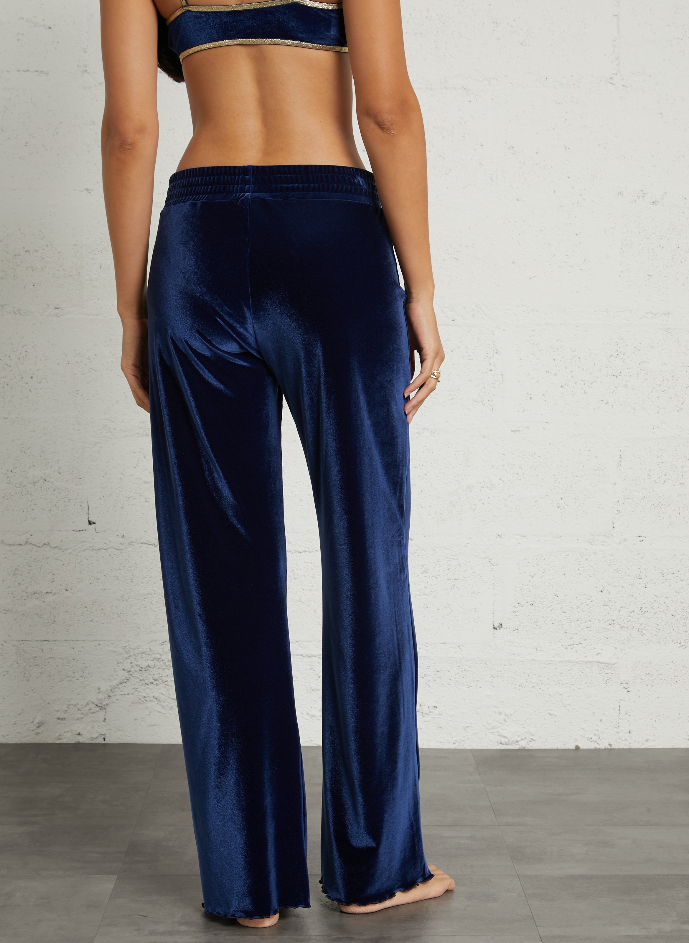 Pantalon taille haute côtelé LA NOUVELLE Bleu