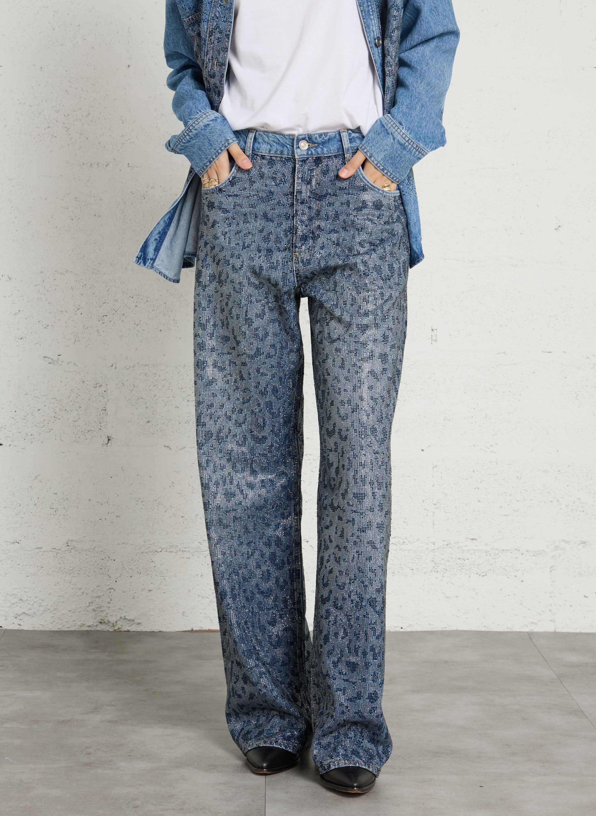 Weite Jeans mit Strassverzierung LIU JO Blau