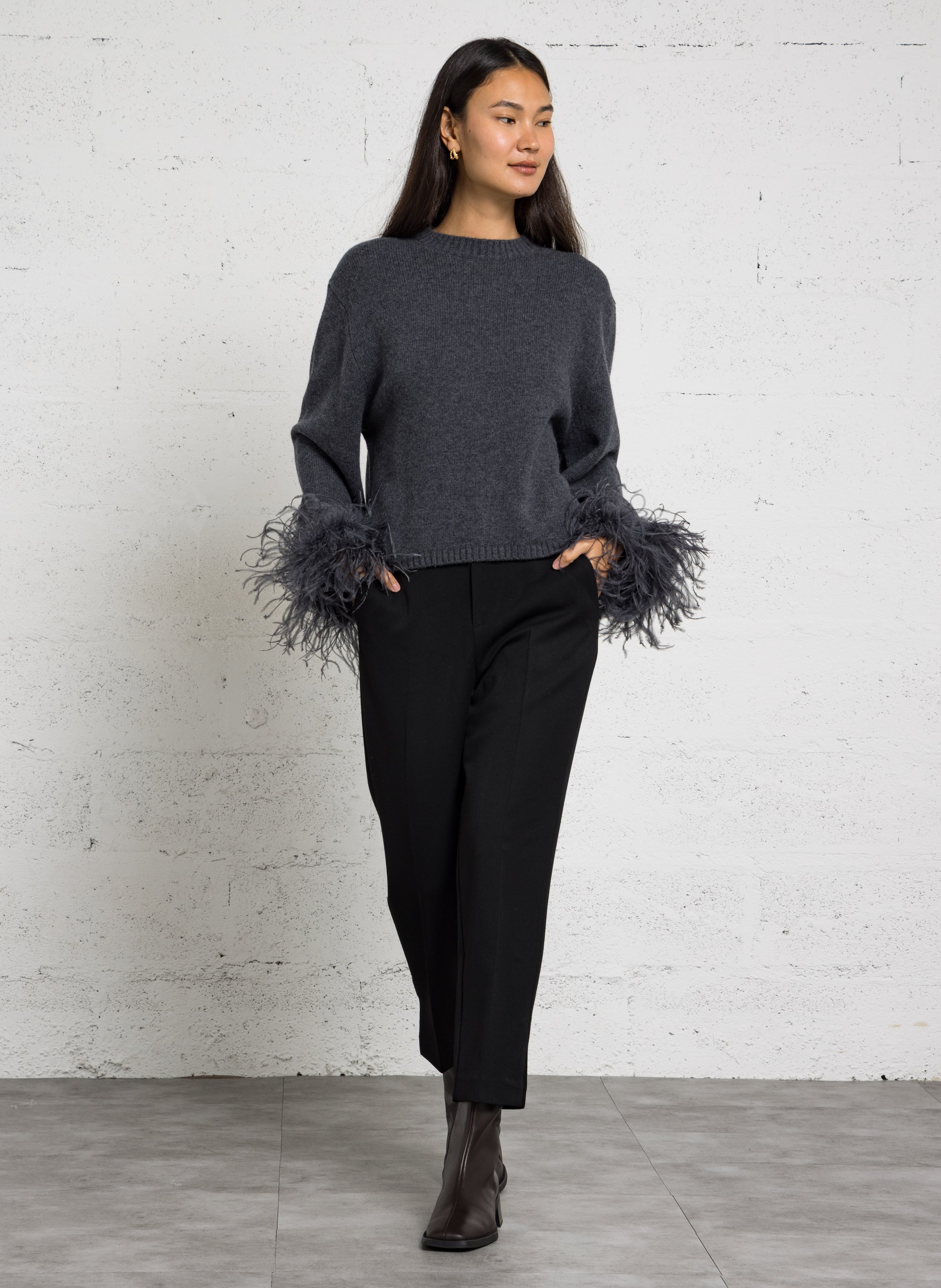Oversized, wollen trui BERENICE Grijs