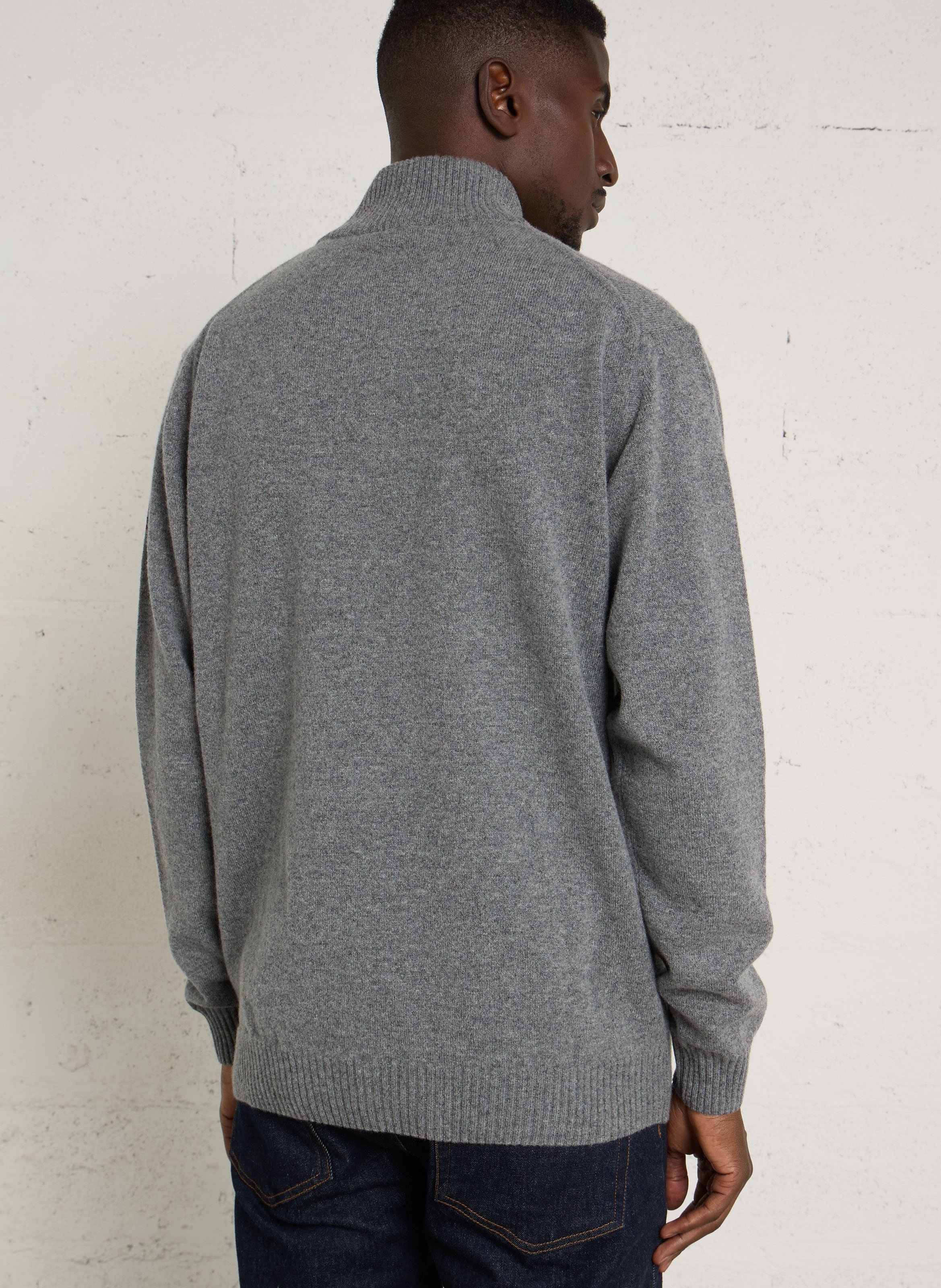Gerader Pullover mit Stehkragen aus Wolle ARMOR LUX Grau
