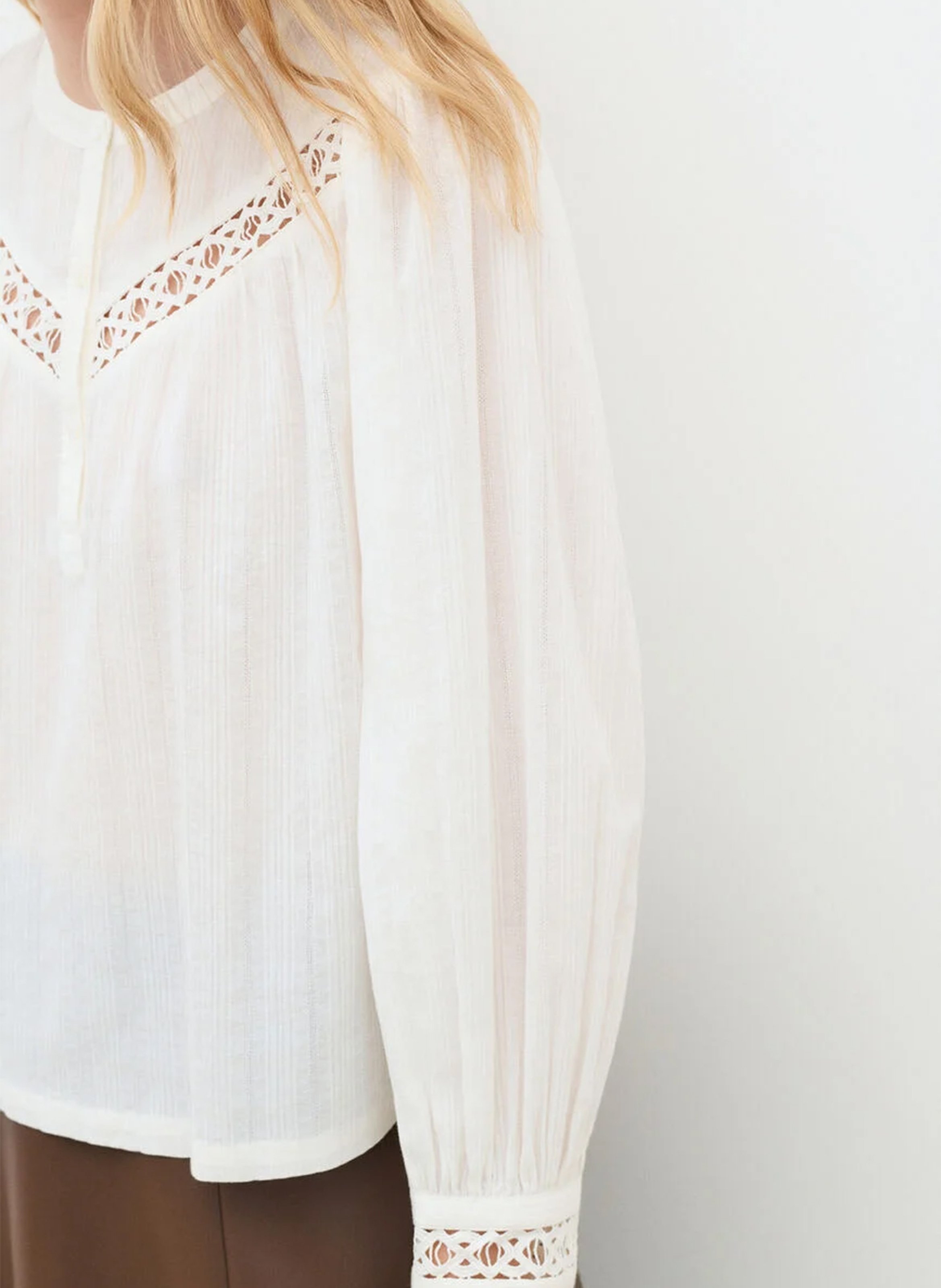 Katoenen blouse met ronde hals en knoopsluiting CAROLL Wit