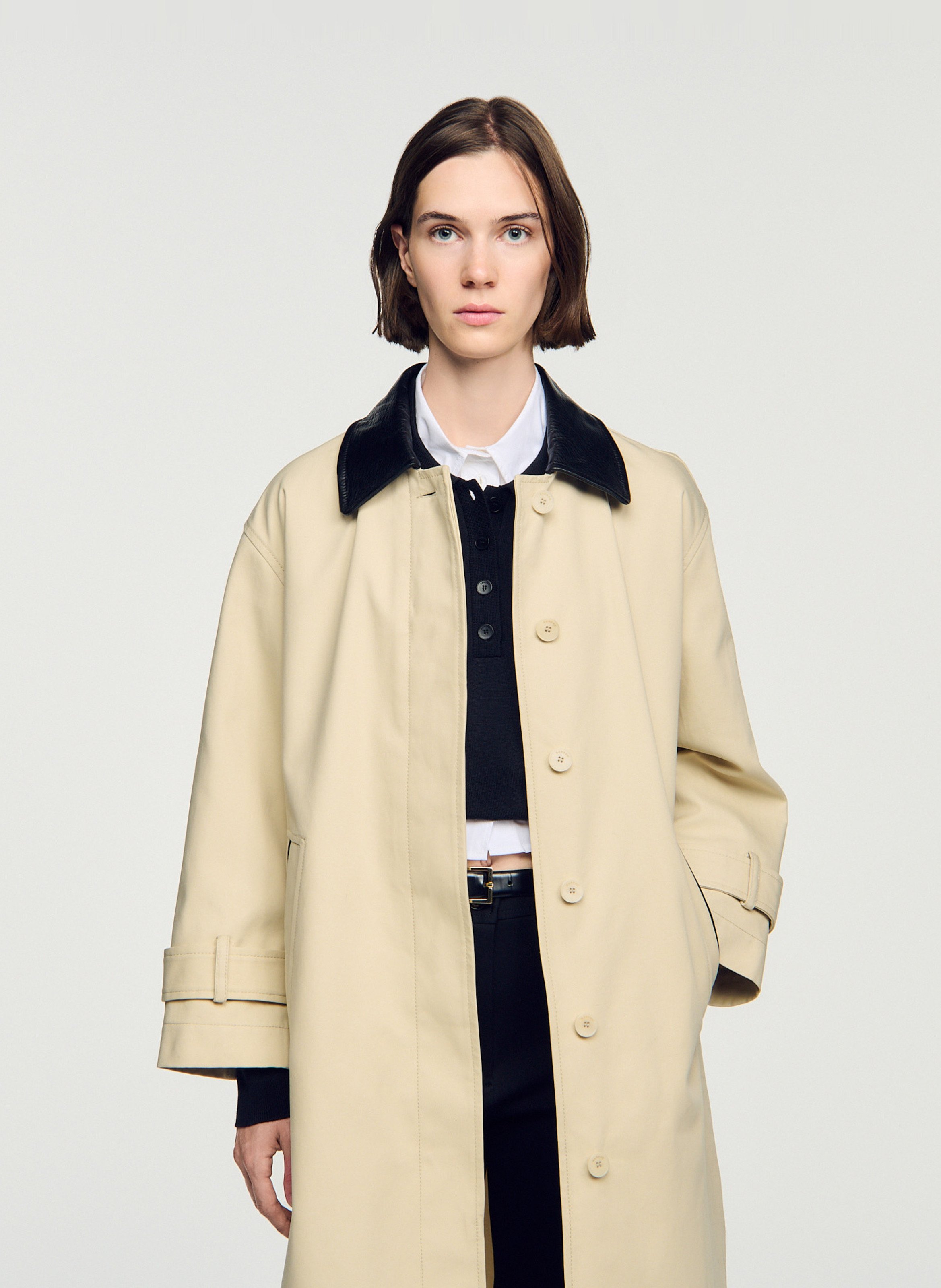Manteau oversize en coton SANDRO Beige