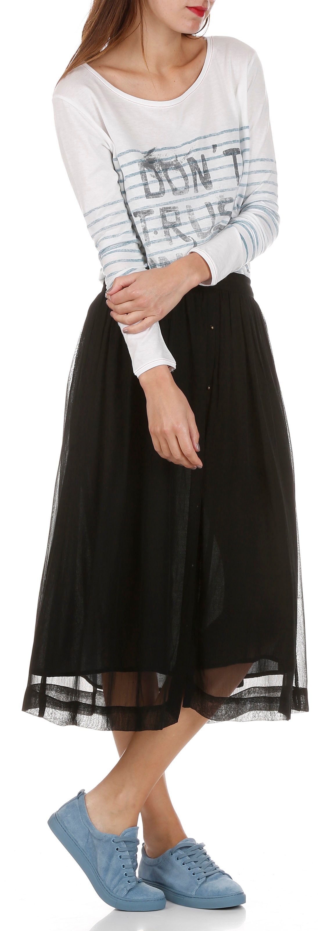 Crepe midi skirt SWILDENS Black
