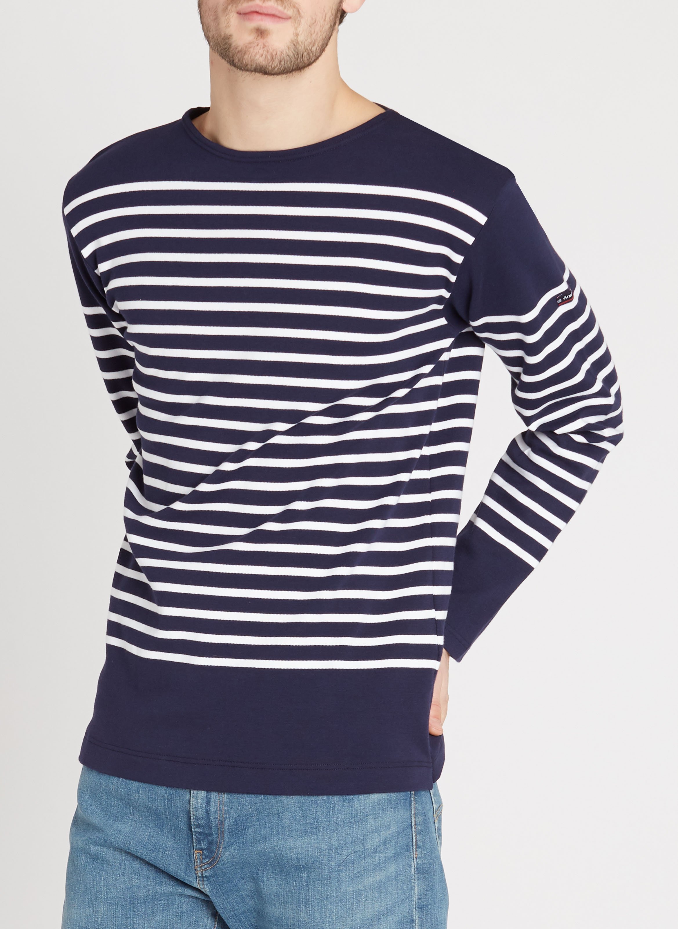 Marinière col rond en jersey de coton lourd ARMOR LUX Bleu