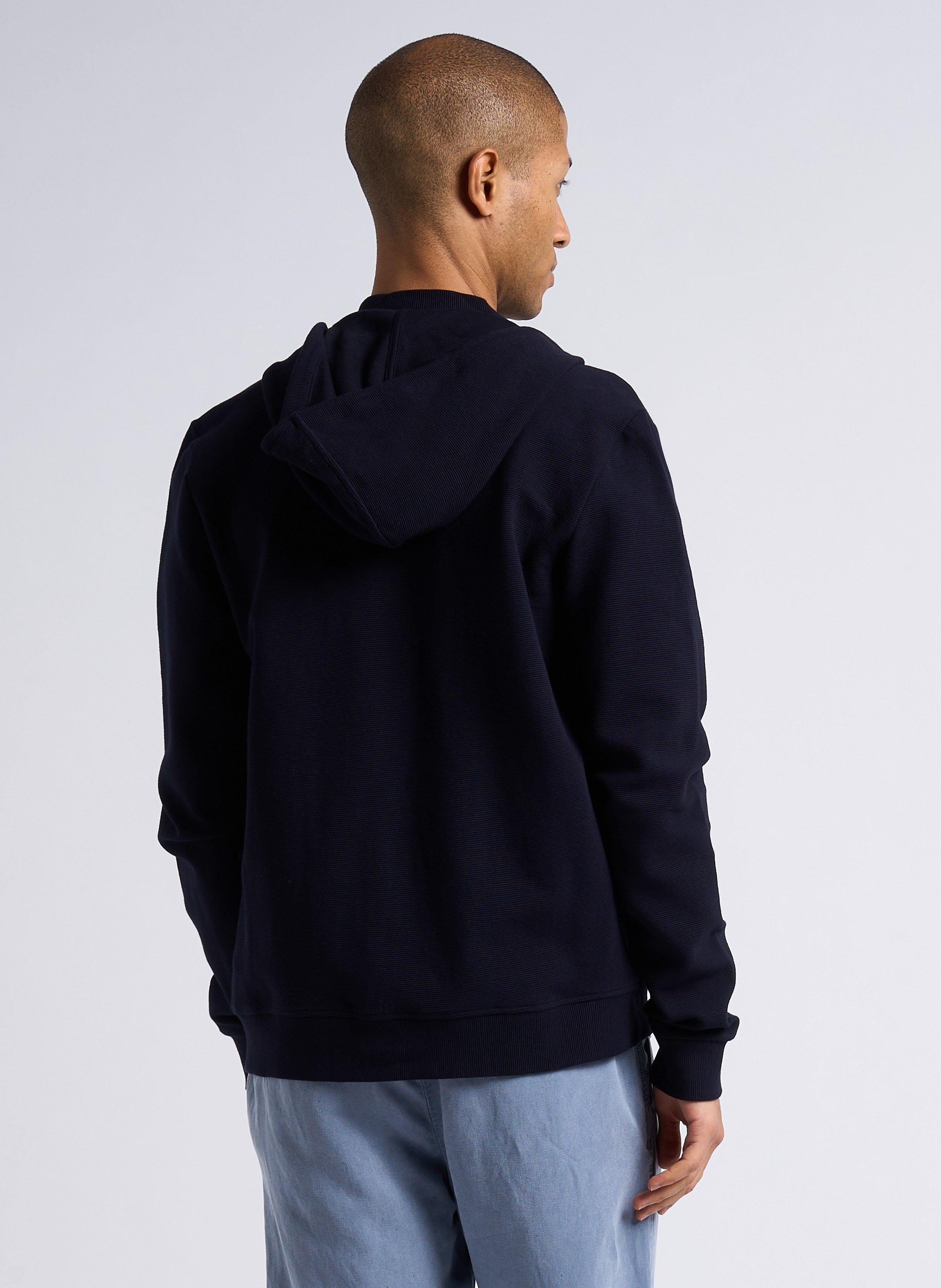 Kapuzenstrickjacke aus Baumwoll-Mix mit Rundhalsausschnitt, Regular Fit IKKS Blau