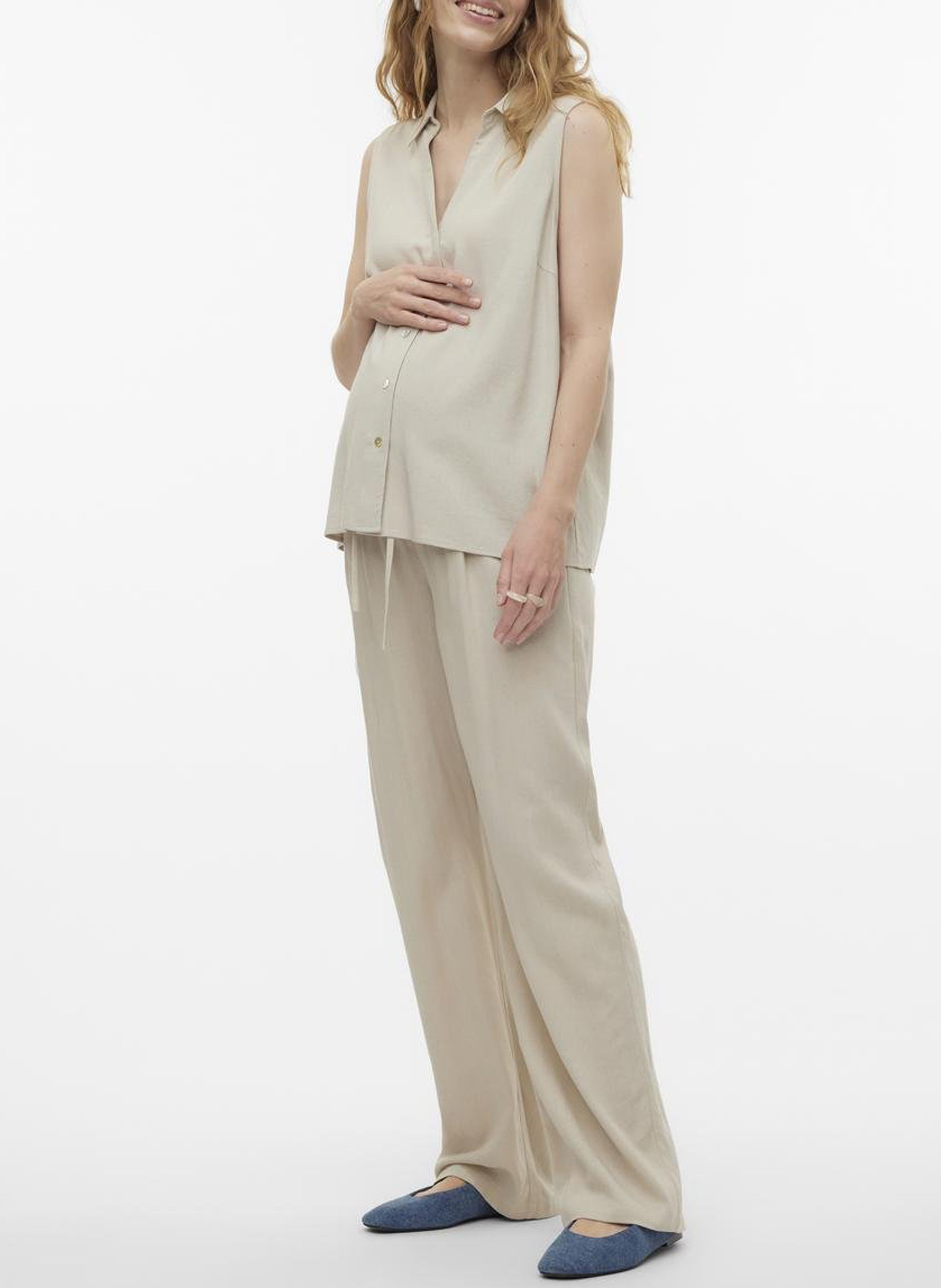 High-rise wide-leg pants MAMALICIOUS White