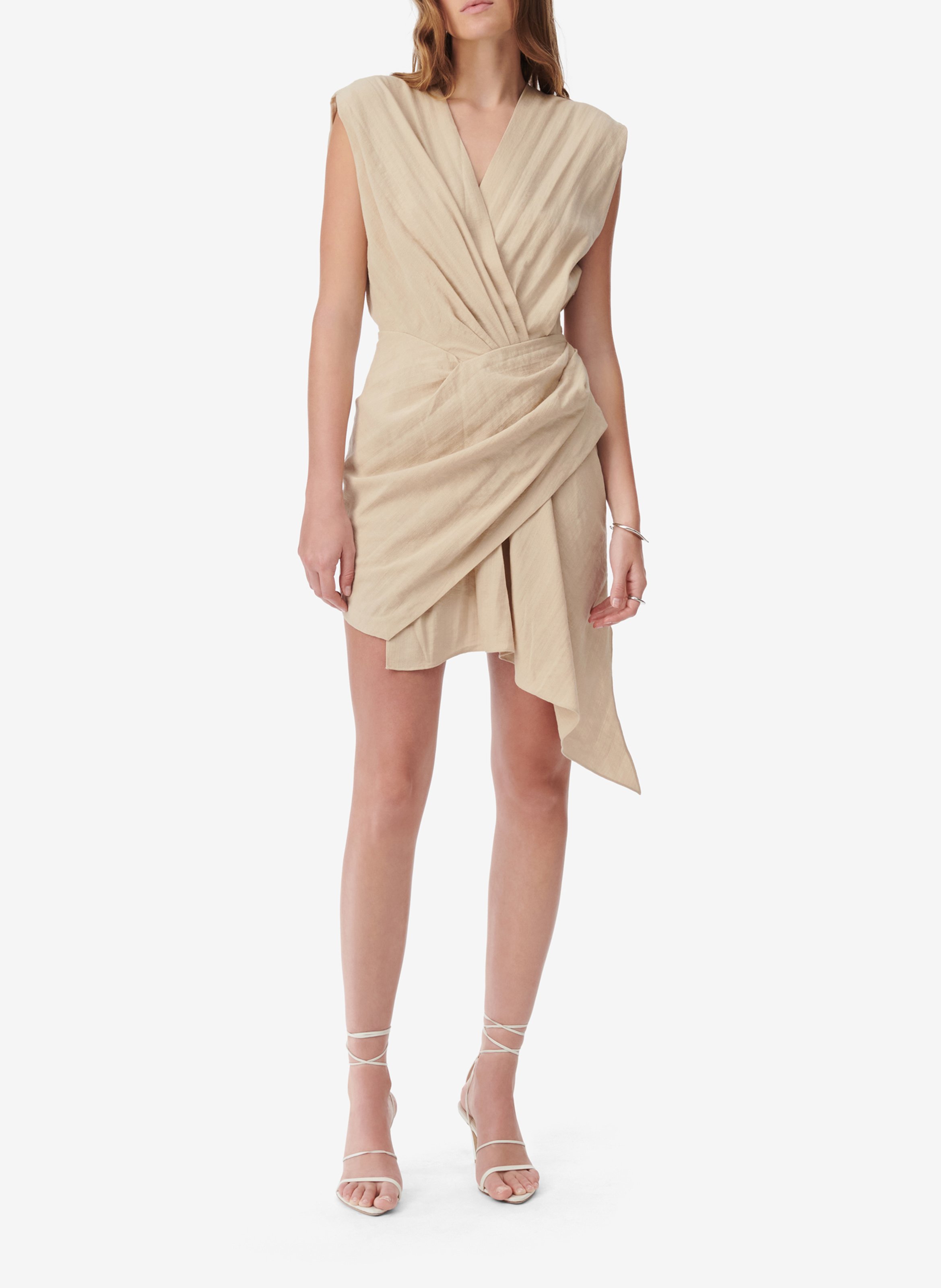Robe courte sans manches drapée  IRO Beige