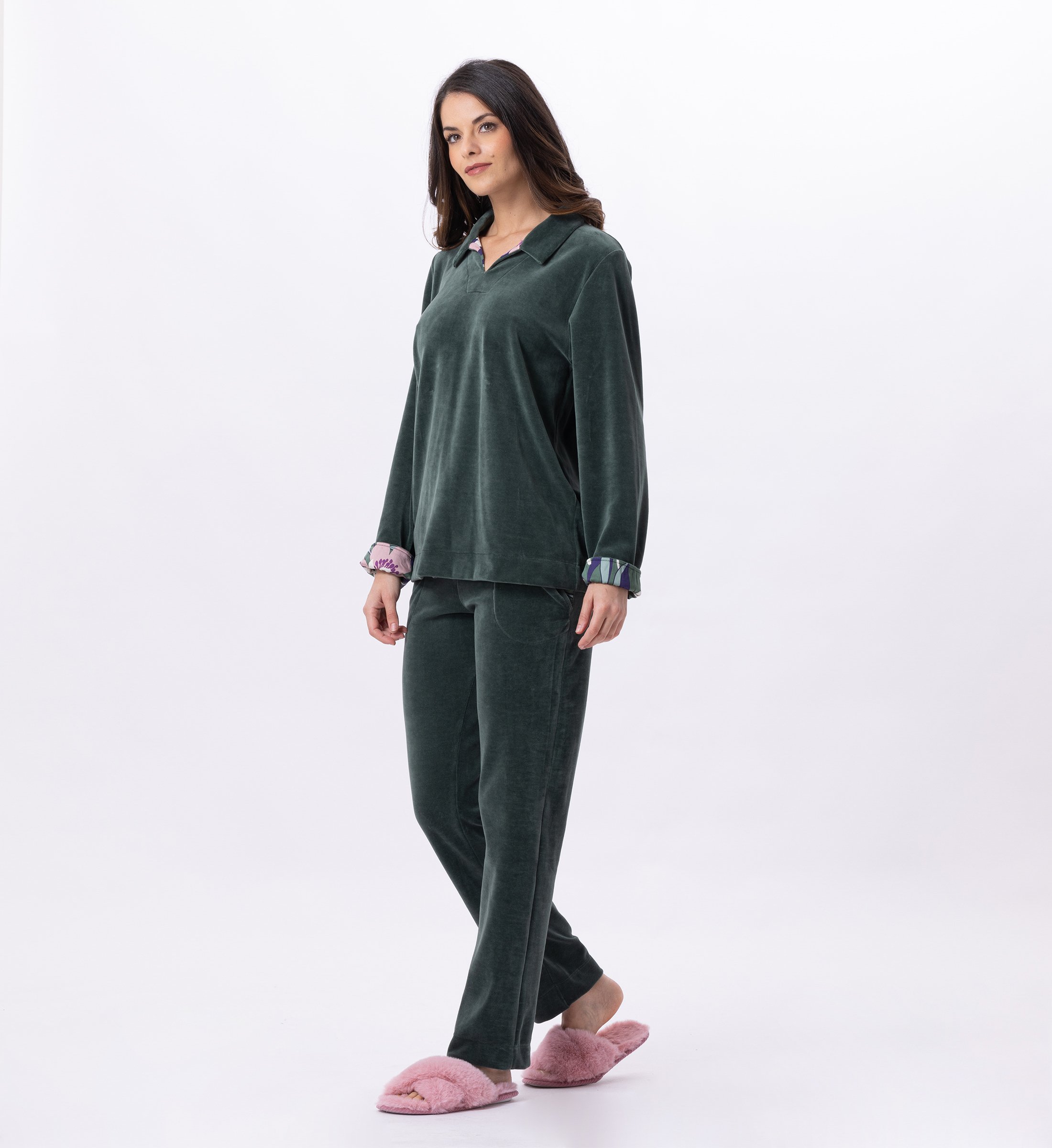 Netleton velvet jogging bottoms LE CHAT Green