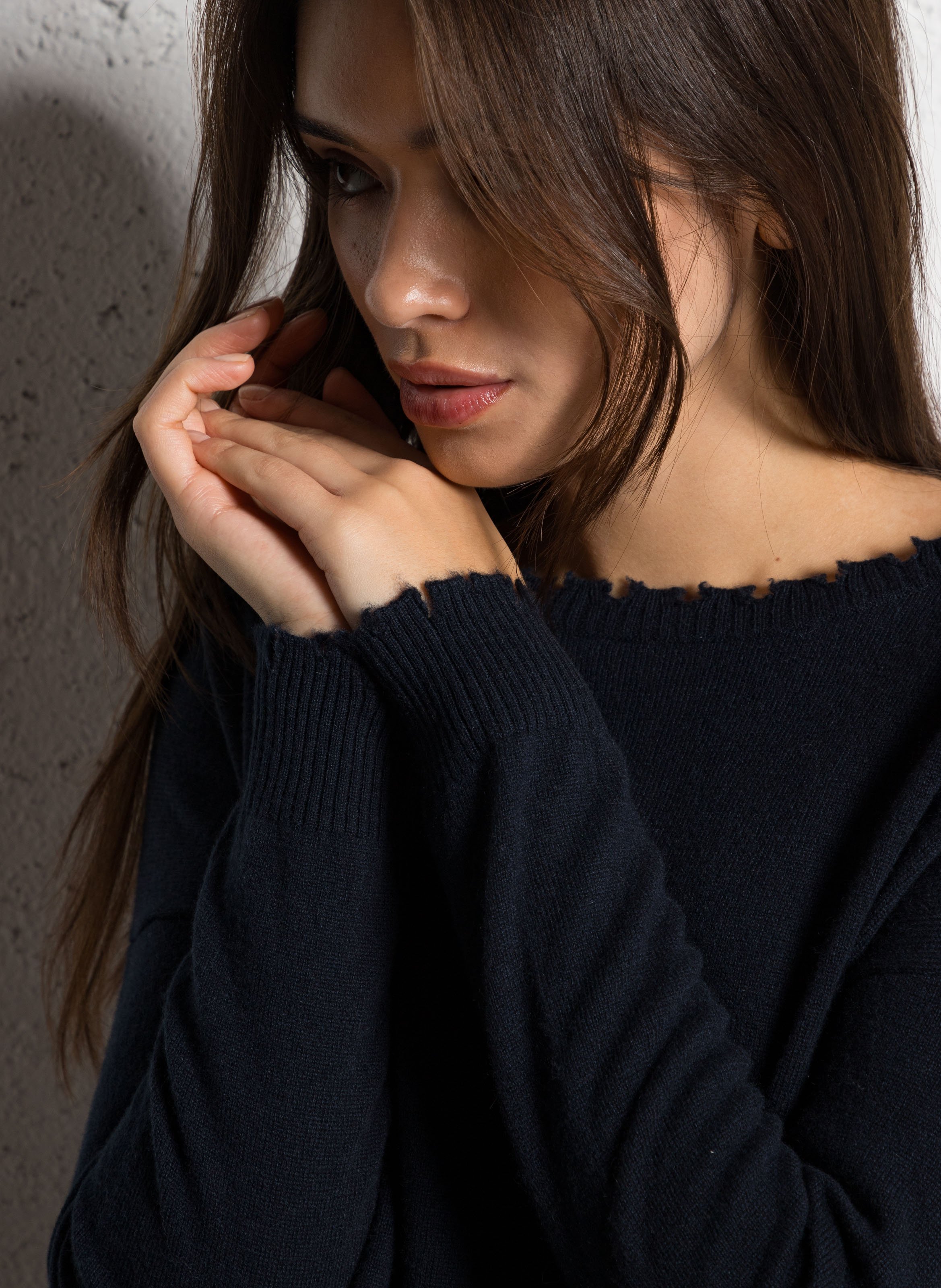 Pull oversize en cachemire maillé KUJTEN Bleu