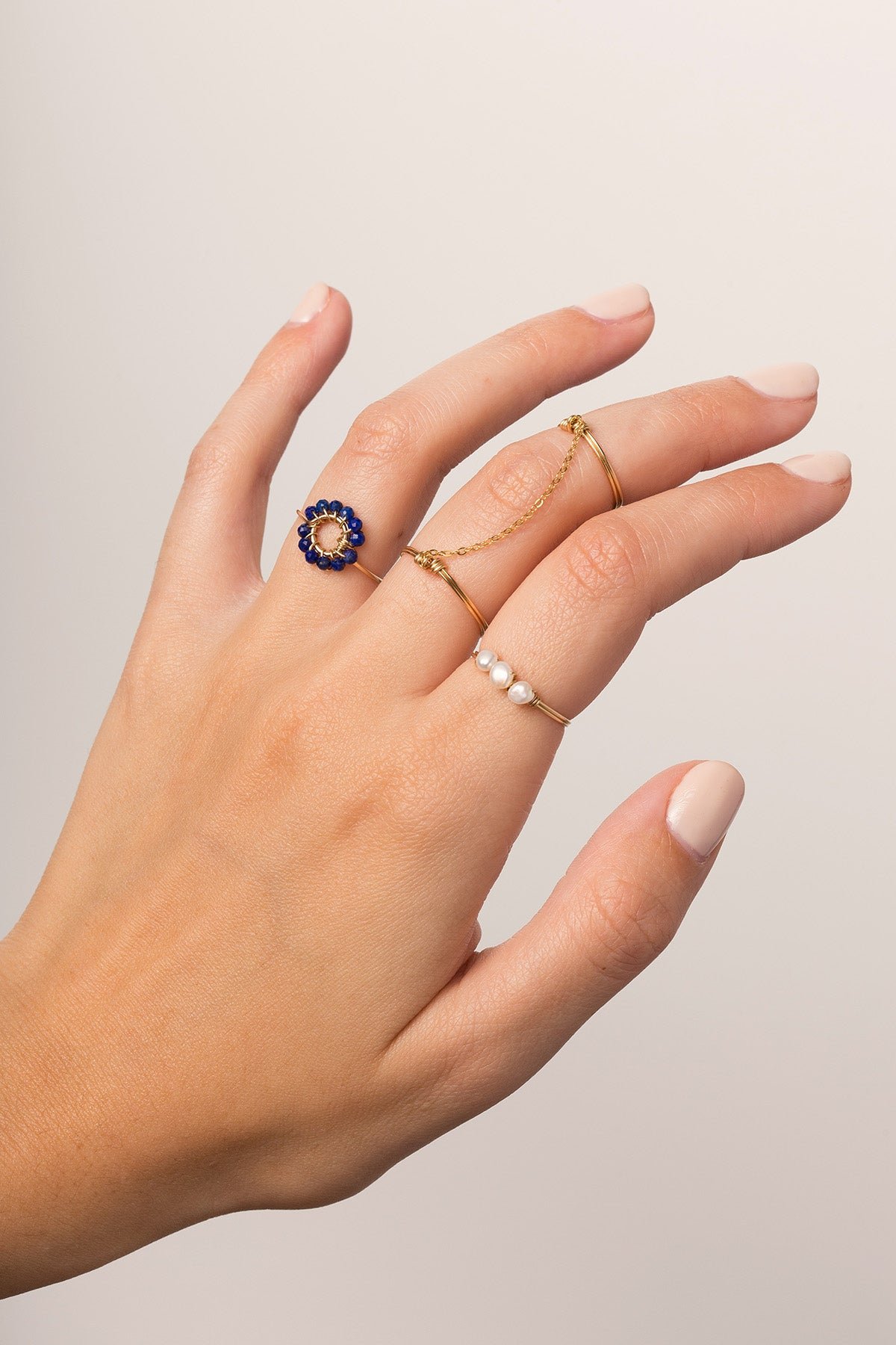 Beaded ring  YAY White