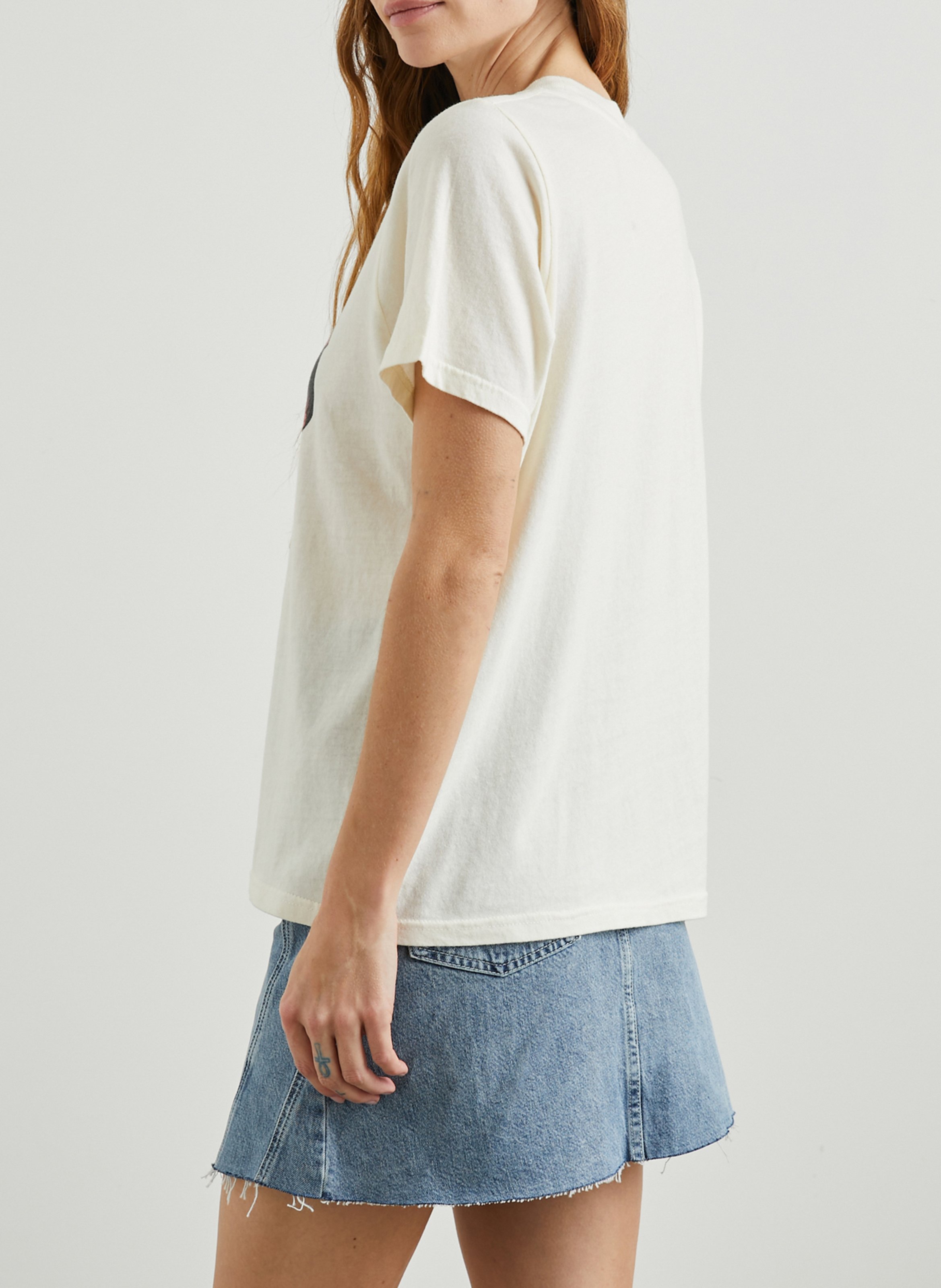 Tee-shirt droit col rond sérigraphié en coton RAILS Beige