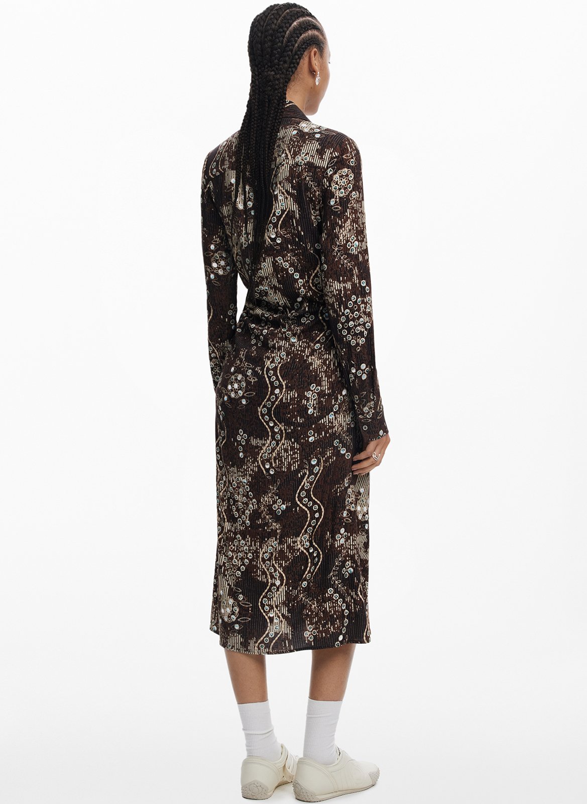 Vestido midi camisero Marron Desigual Mujer Place des Tendances