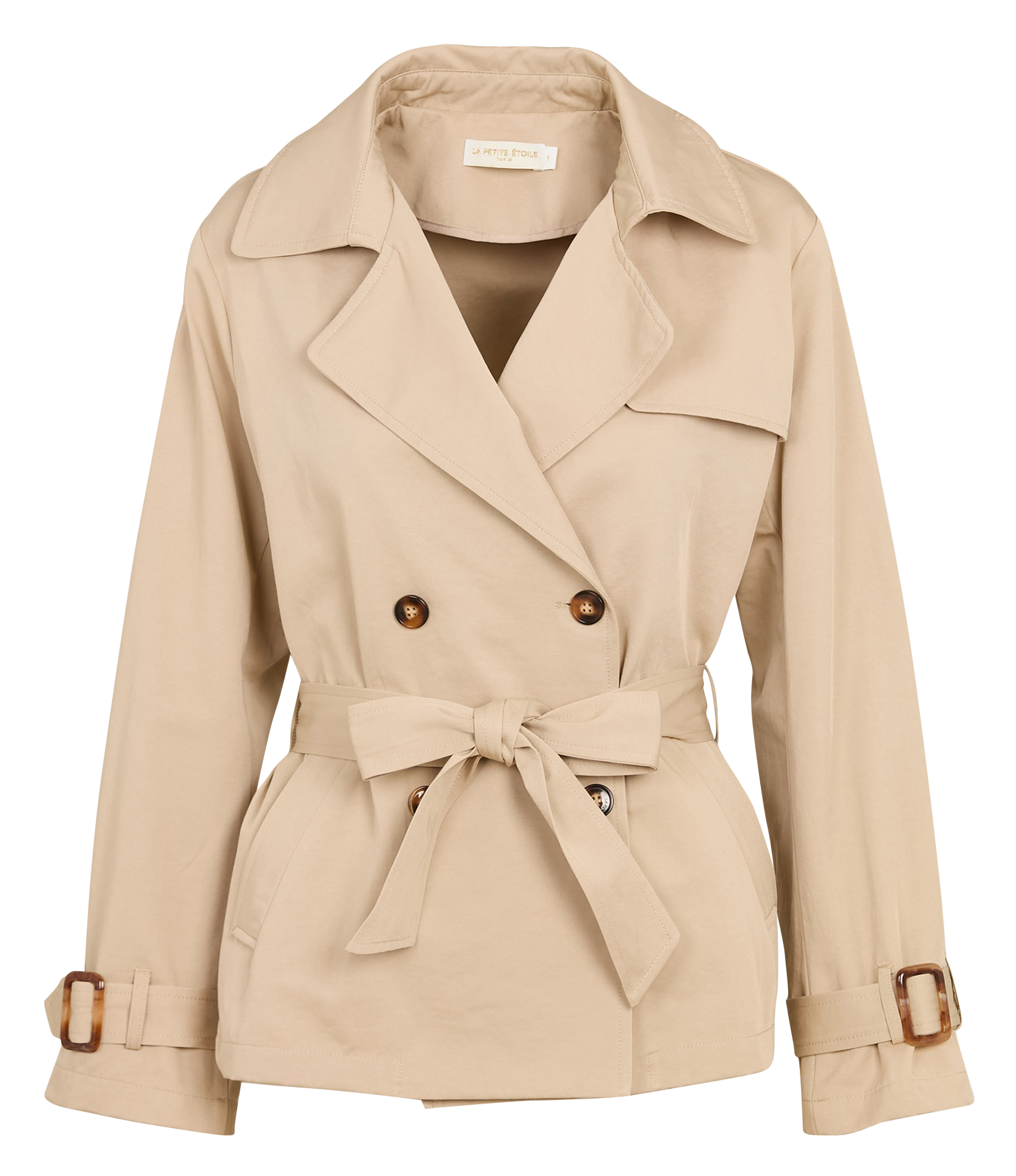 Trench court boutonné avec ceinture LA PETITE ETOILE Beige