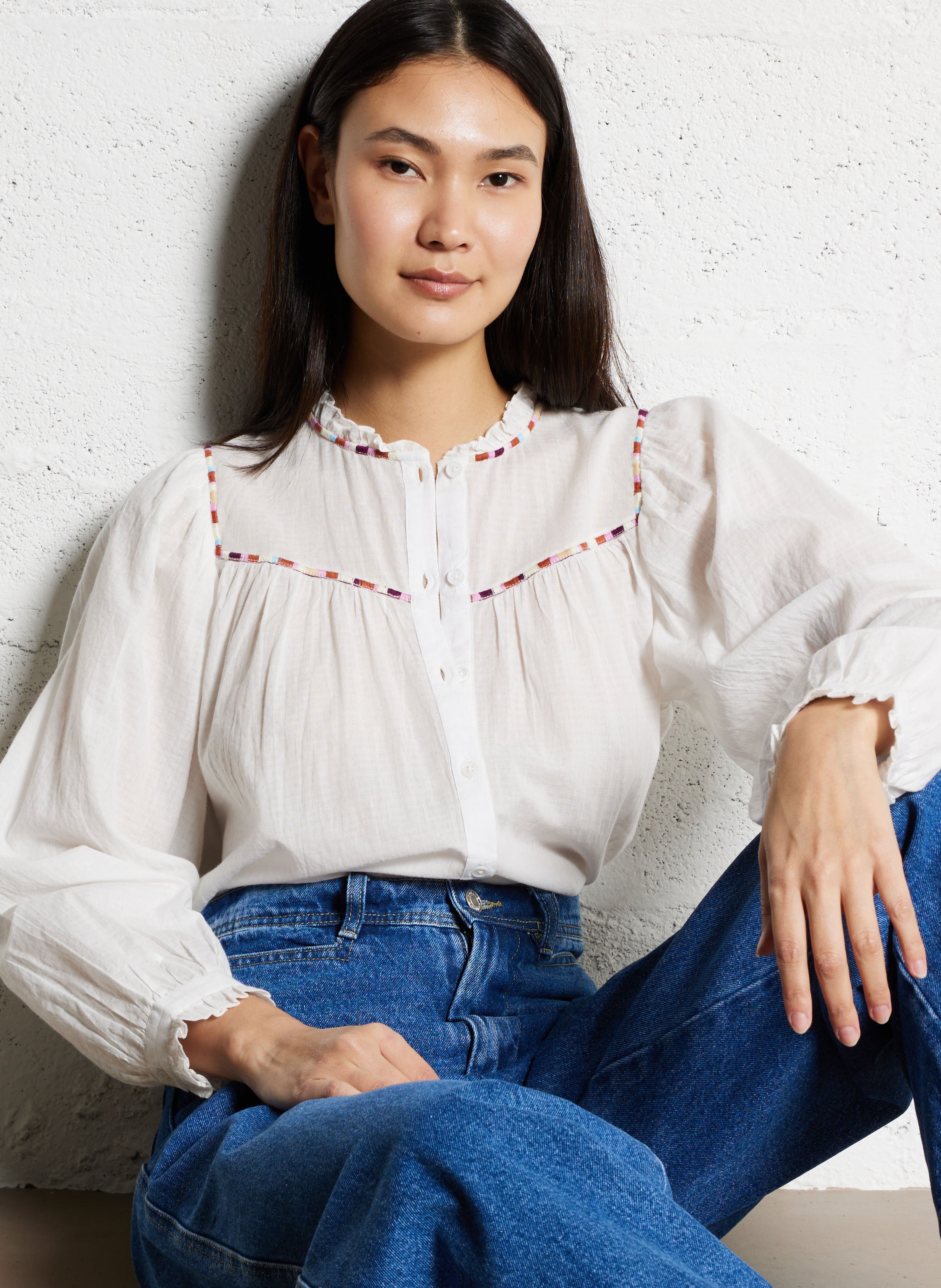 Blouse droite en coton LA PETITE ETOILE Blanc