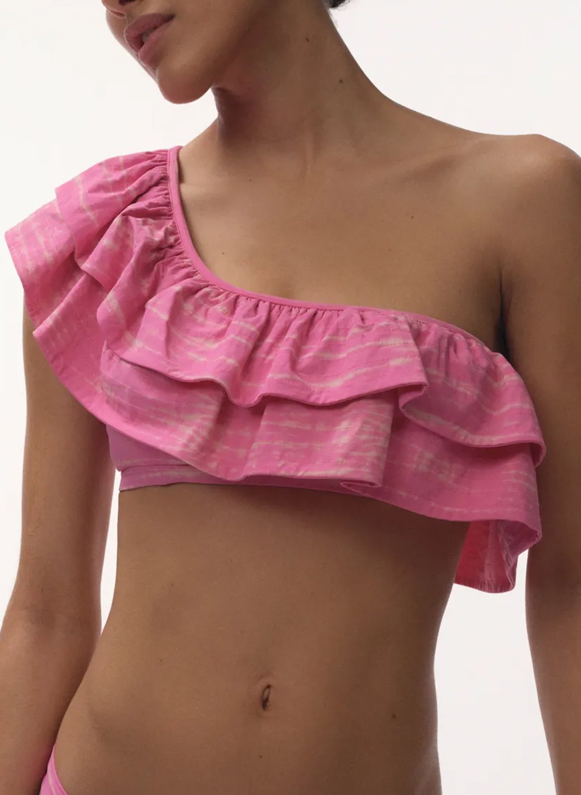 Haut de bikini imprimé en fibres recyclées mélangées LOVE STORIES Rose