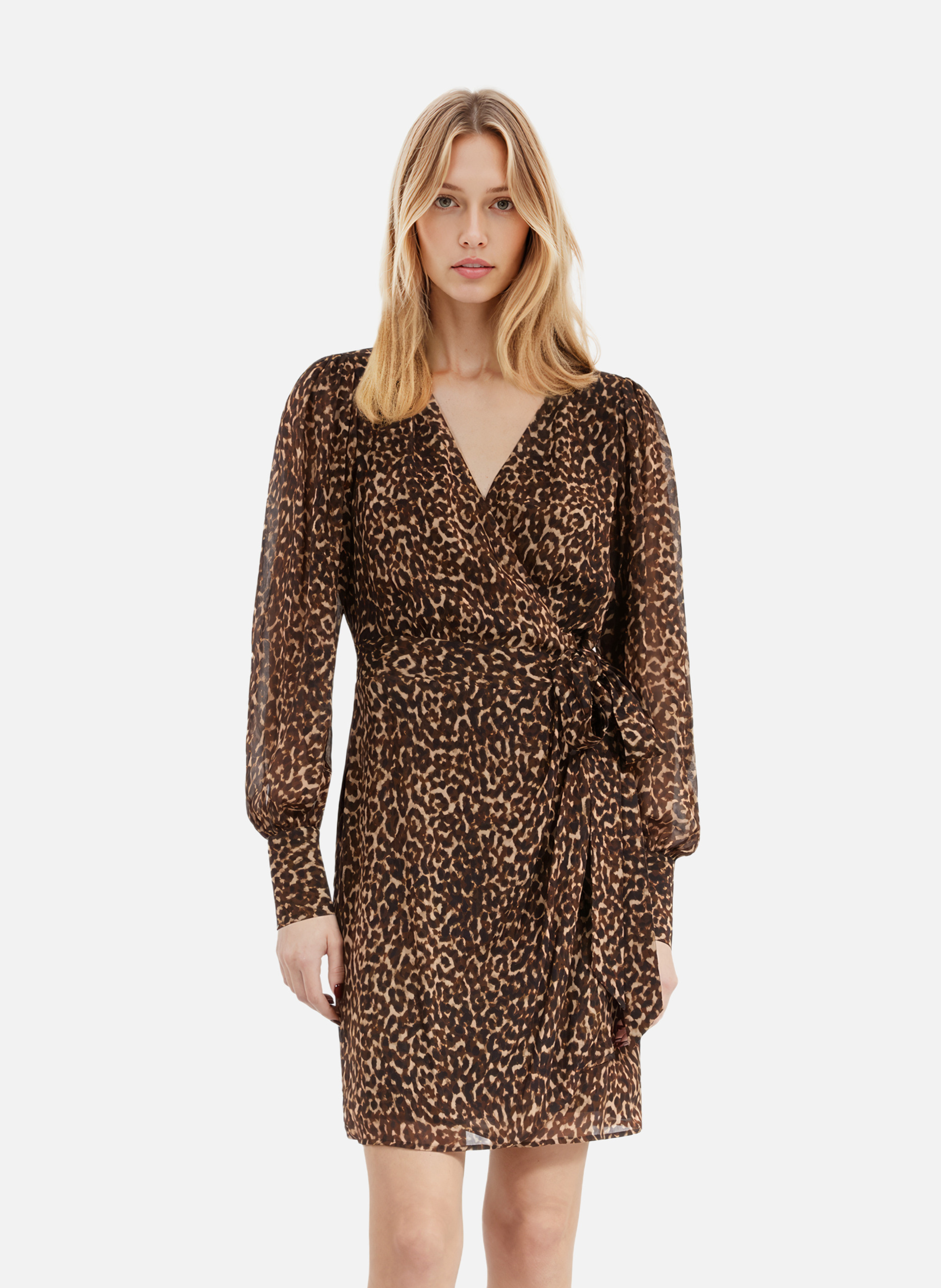 Robe portefeuille courte imprimée léopard Leopard The kooples