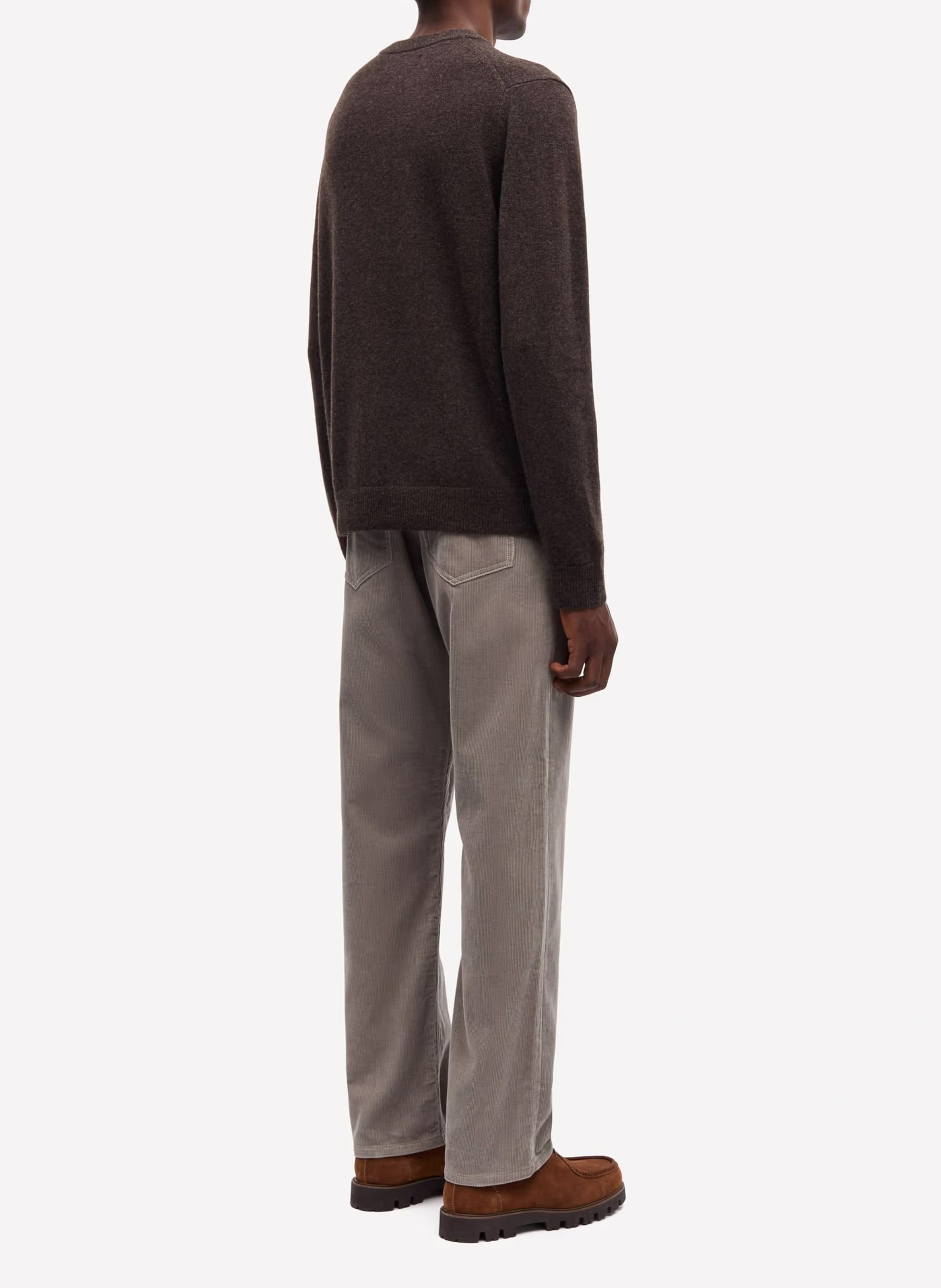 Pull col rond en laine mérinos SAMSOE SAMSOE Marron